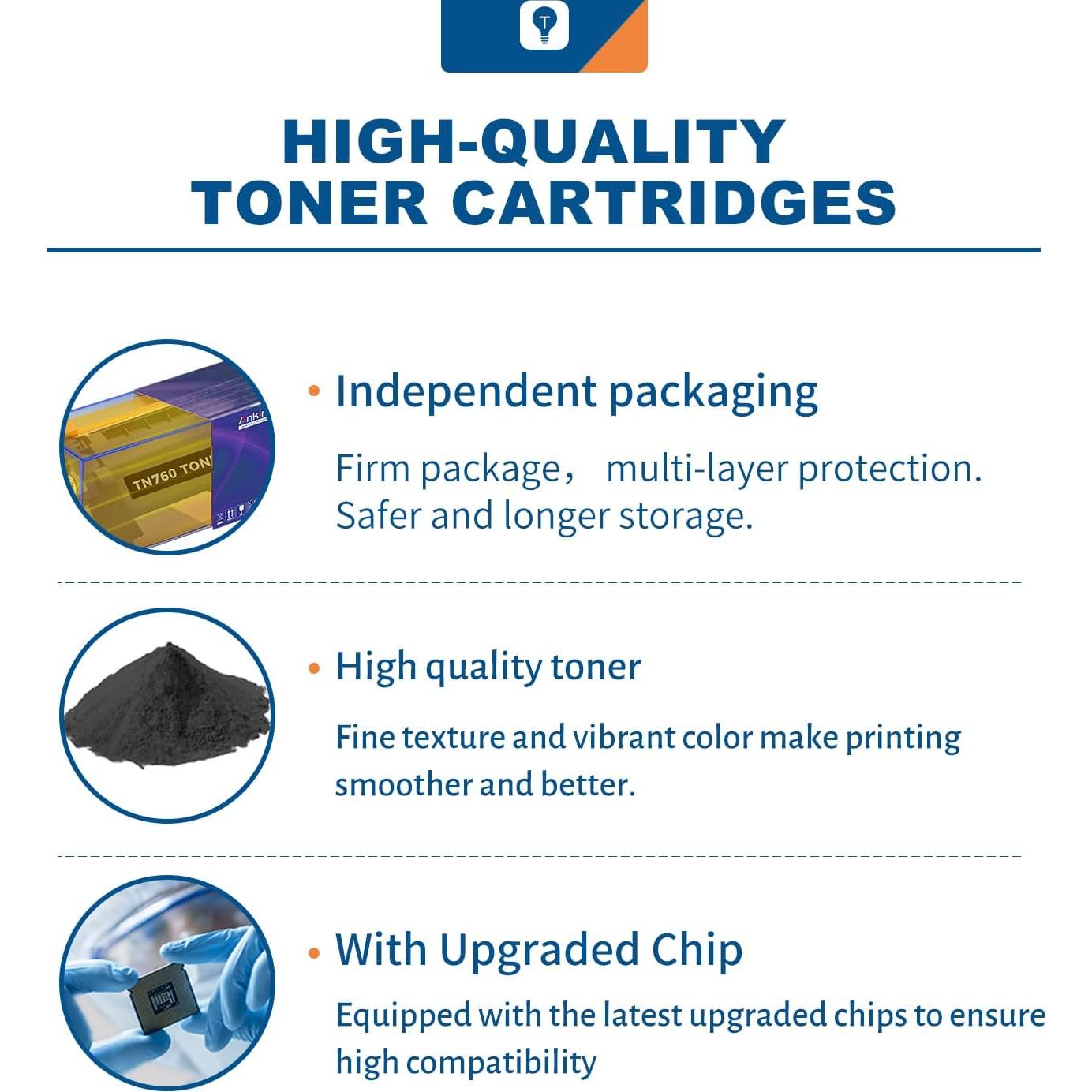 Cartucho de Tóner Negro Ankink TN760 TN730 - 2 Paquete, 3000 Páginas