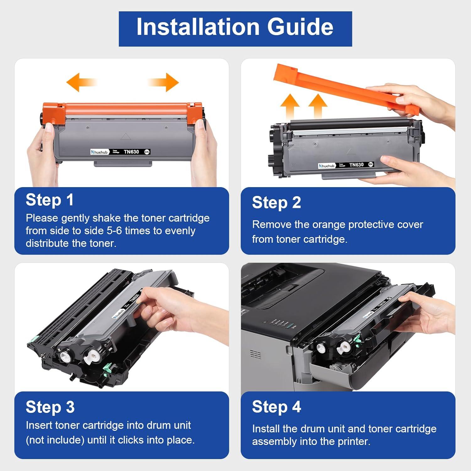 Cartucho de Tóner Negro HUEHUB TN630 Compatible - Paquete de 2