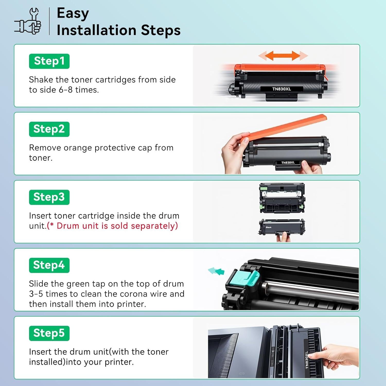 Cartucho de Tóner Compatible PRINPUSE TN830XL para Brother
