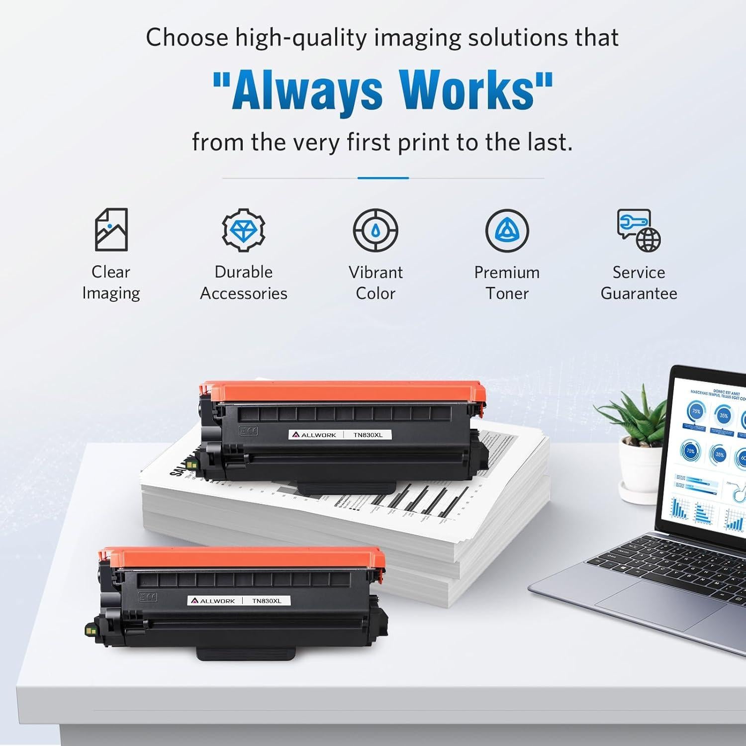 Cartucho de Tóner TN830XL Compatible Brother - 2 Negro Alto Rendimiento