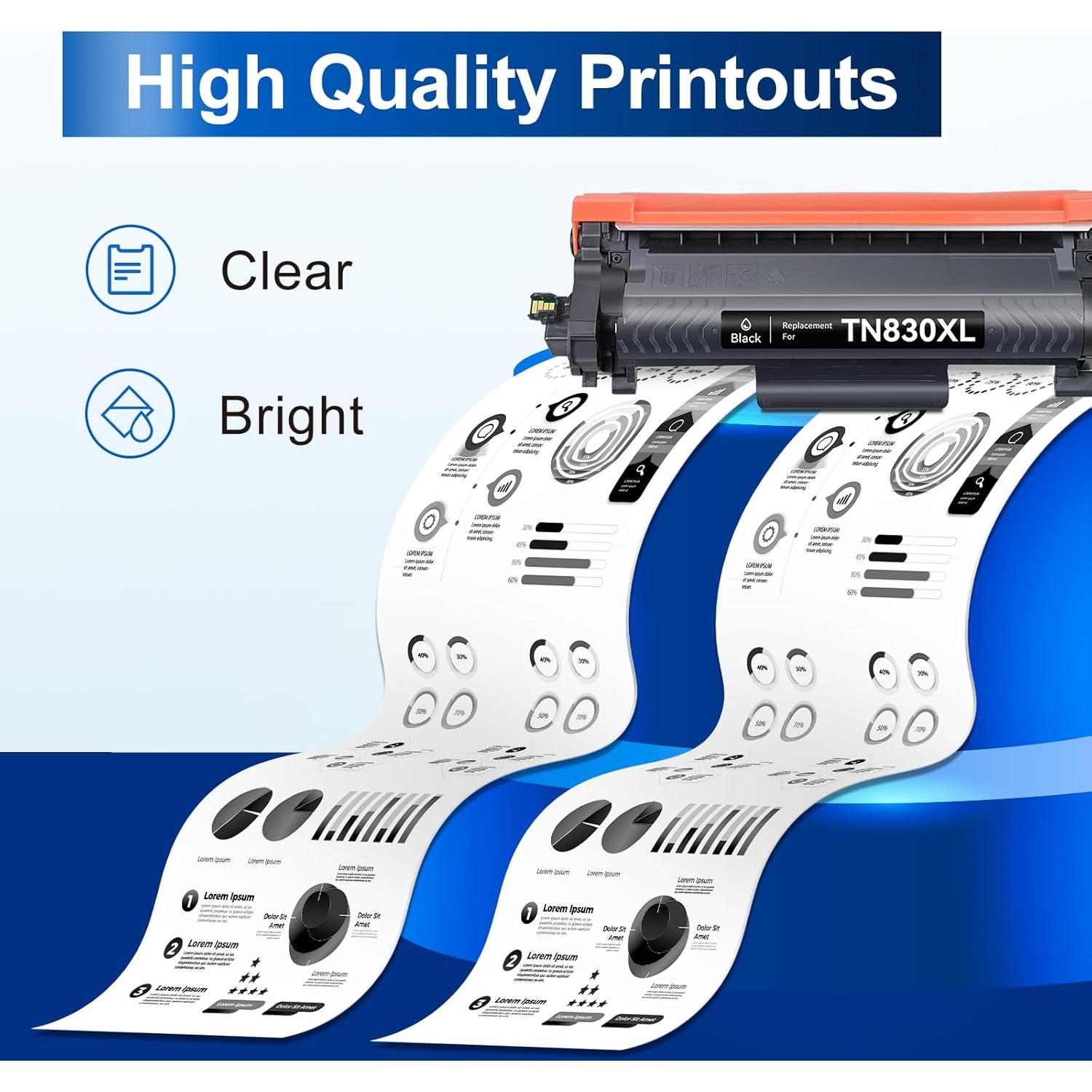 Cartuchos de Tóner INKNI TN830XL Compatibles para Brother - 4 Paquete
