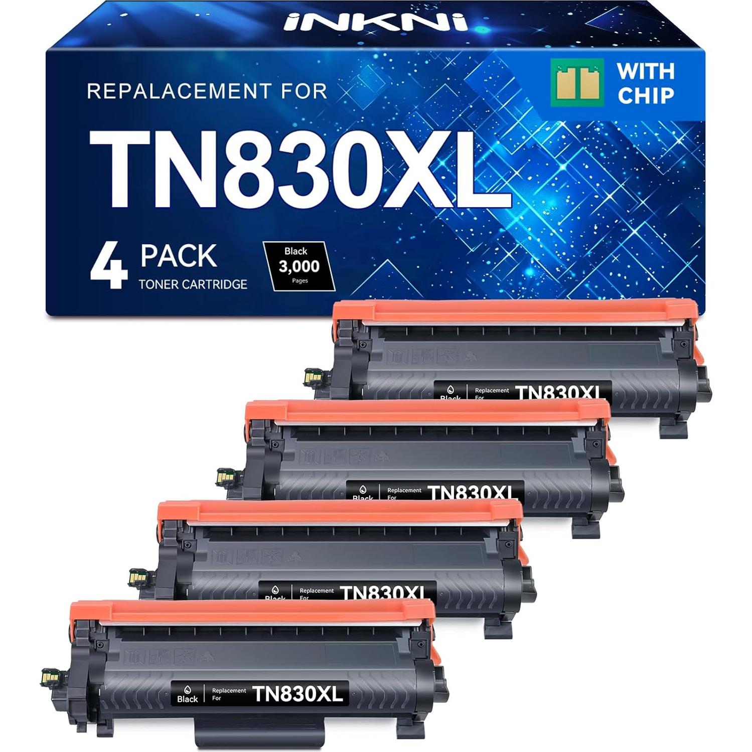 Cartuchos de Tóner INKNI TN830XL Compatibles para Brother - 4 Paquete