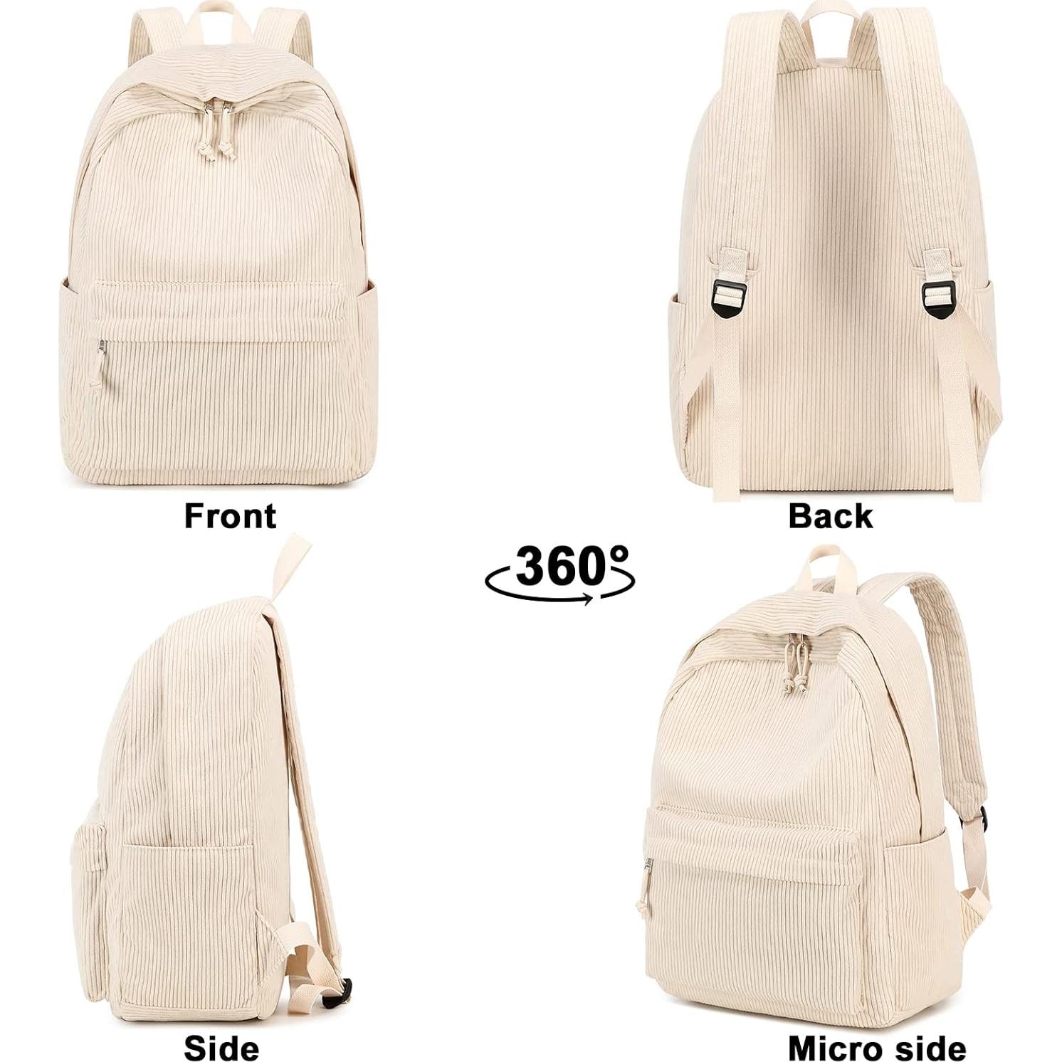 Mochila Escolar Grande Corduroy Beige 43x30x15 cm para Laptop