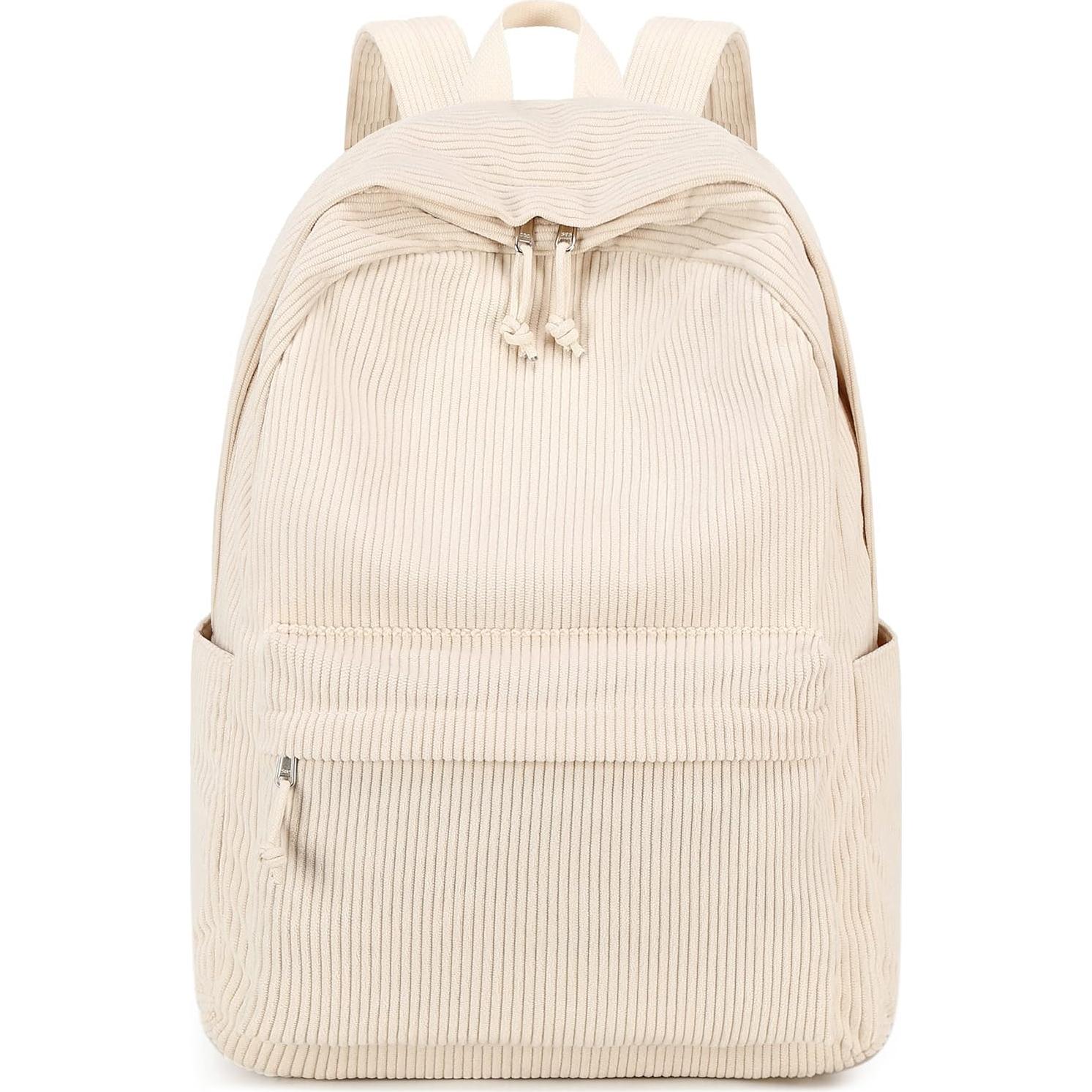 Mochila Escolar Grande Corduroy Beige 43x30x15 cm para Laptop