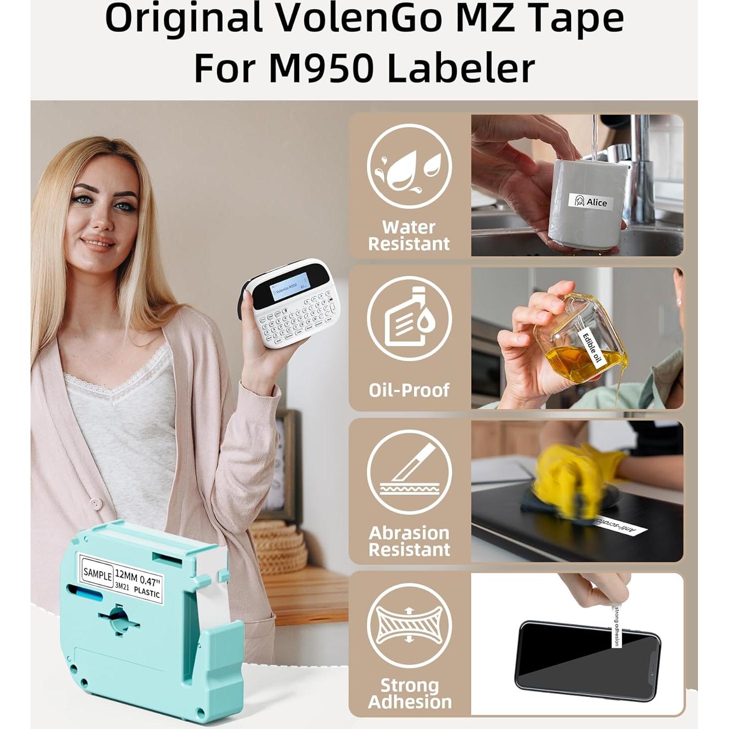 Label Maker Machine with-Tape, Label Maker Waterproof-labels, Rechargeable Backlit Portable Labeler, M950 12mm Bluetooth Label Printer for Home Organization and Storage, Office School Teacher Supplies