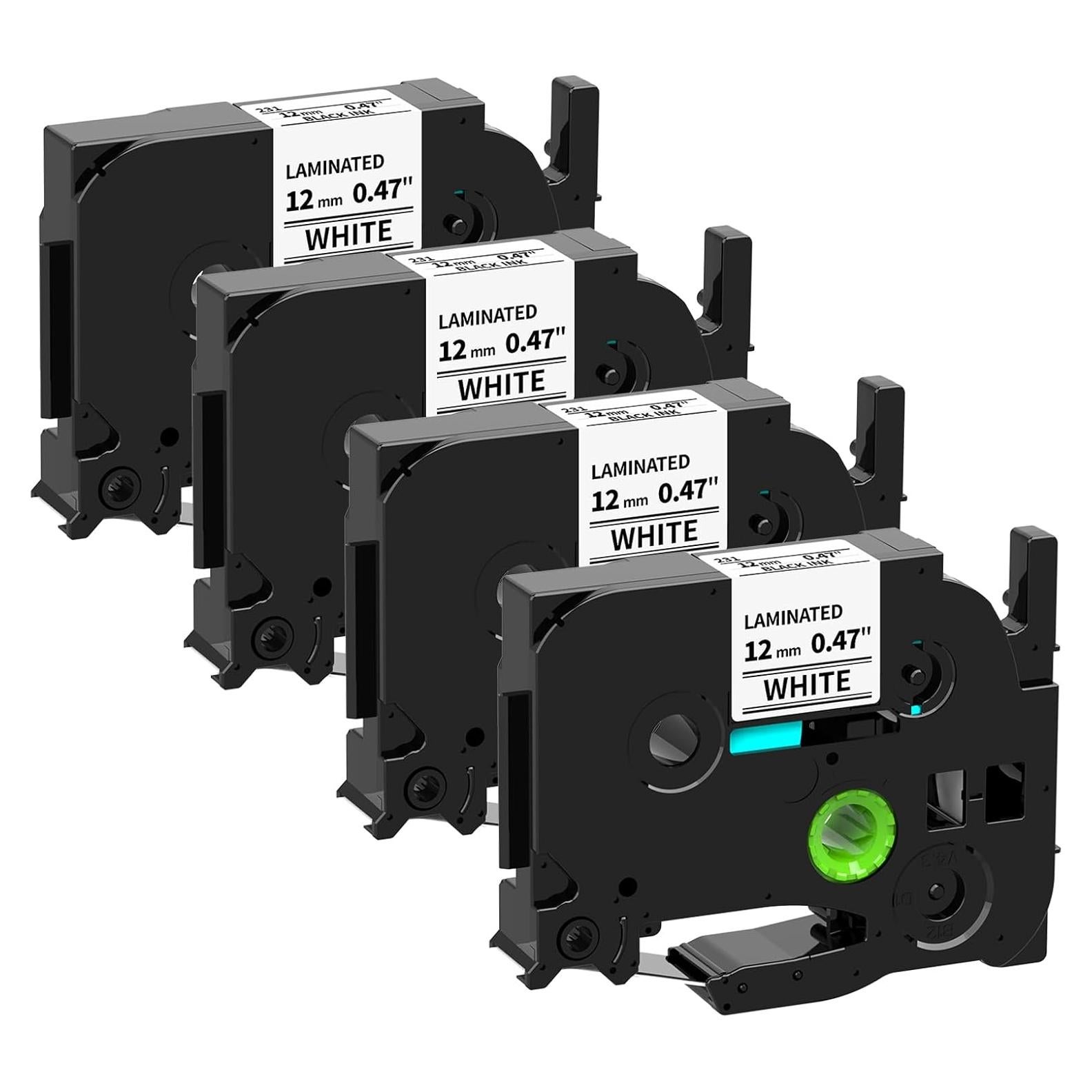 Cinta de Etiquetas Laminada 12mm Pillex AZE-231 Negra sobre Blanca