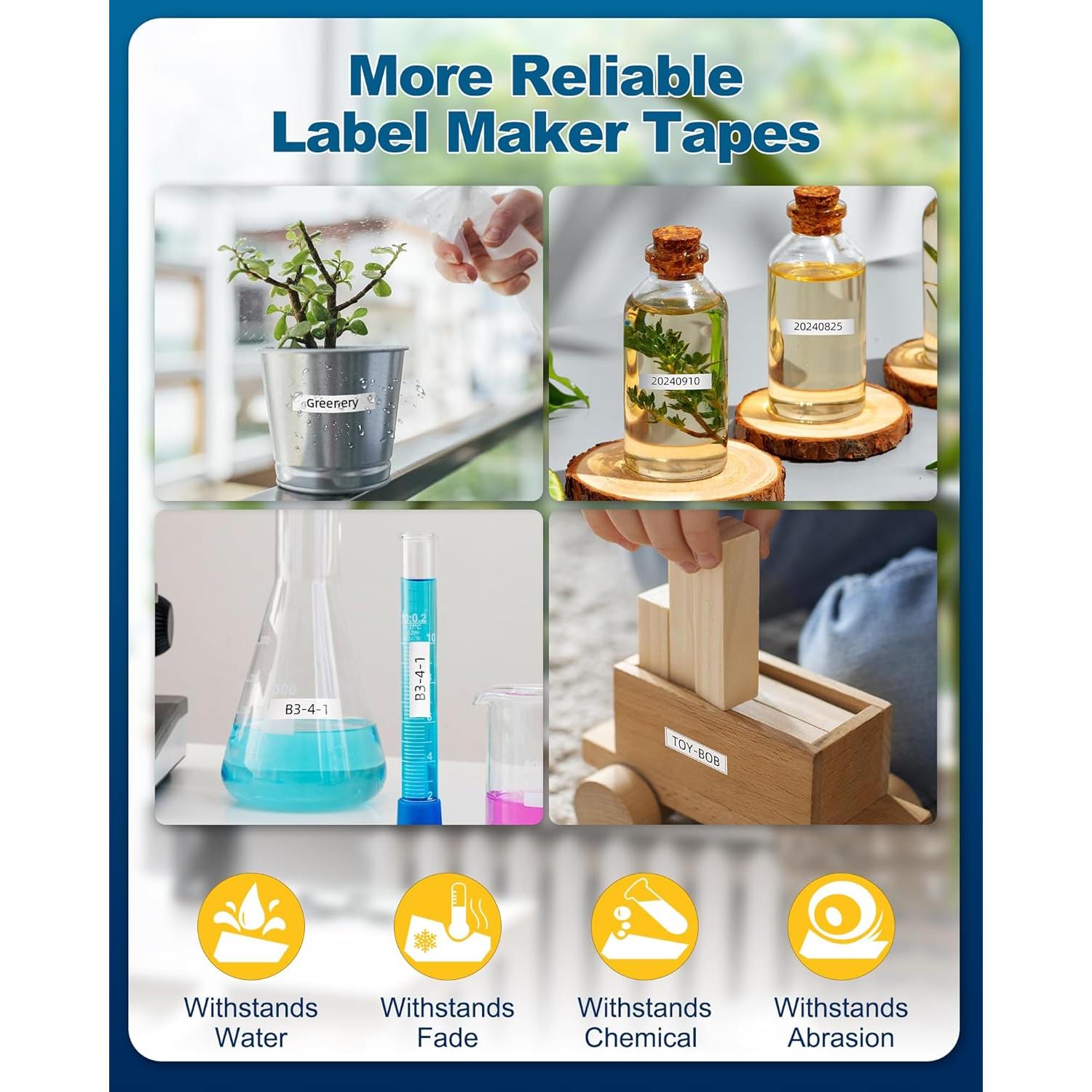 Cinta de Etiquetas Laminada 12mm Pillex AZE-231 Negra sobre Blanca