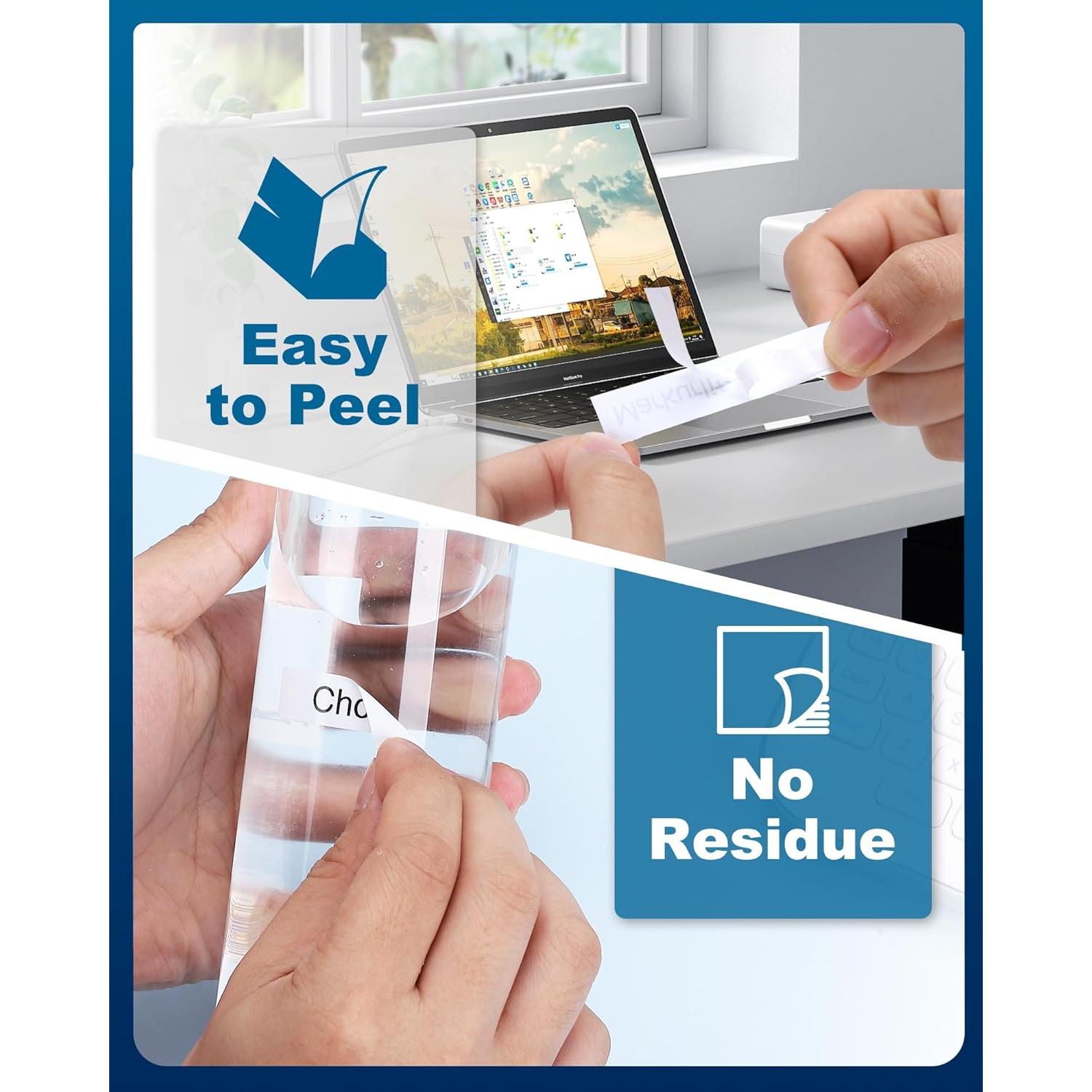 Cinta de Etiquetas Laminada 12mm Pillex AZE-231 Negra sobre Blanca