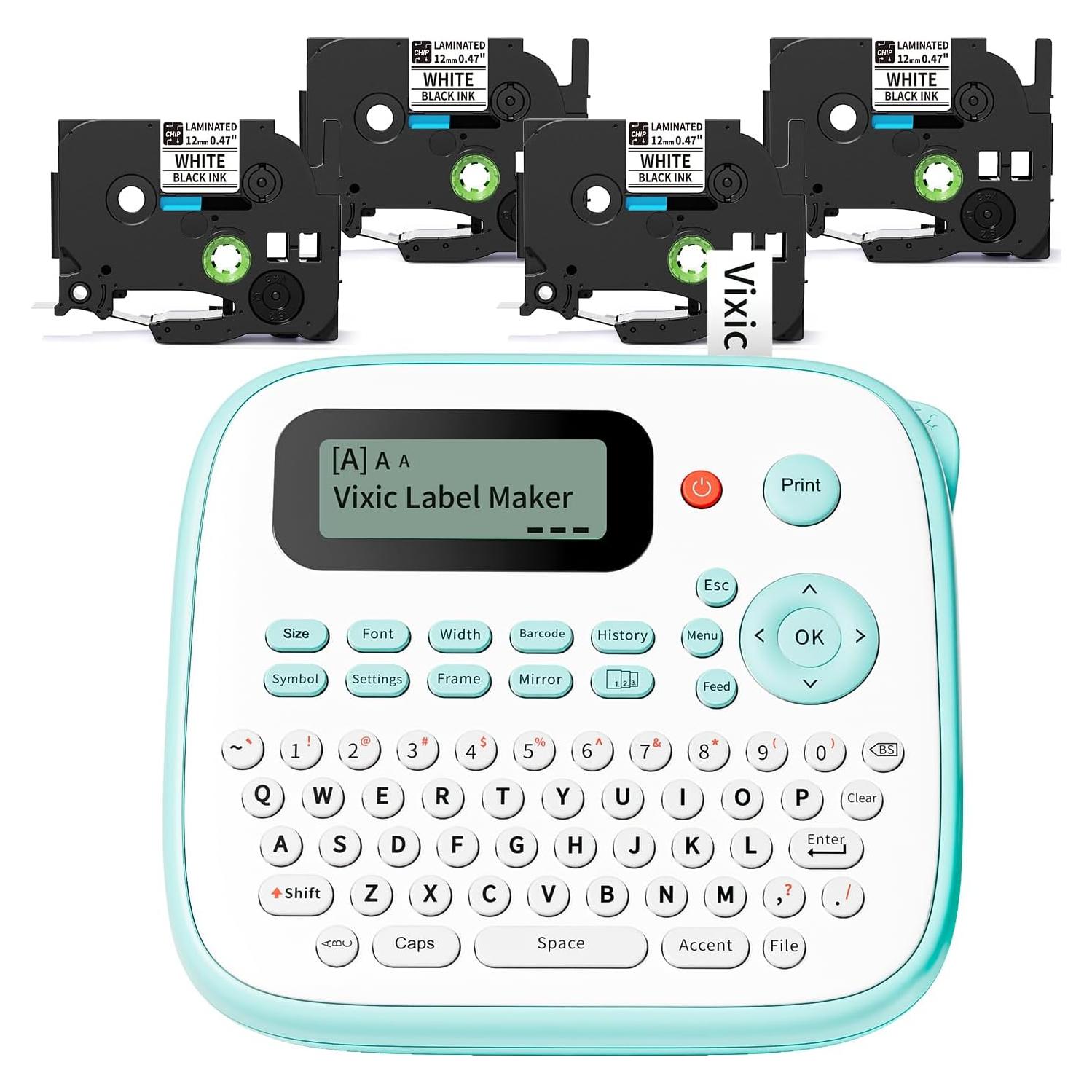 Etiquetadora Vixic D210S Verde con 4 Cintas Laminadas 12mm