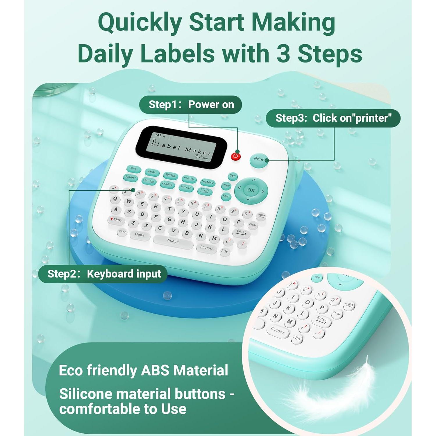 Etiquetadora Vixic D210S Verde con 4 Cintas Laminadas 12mm