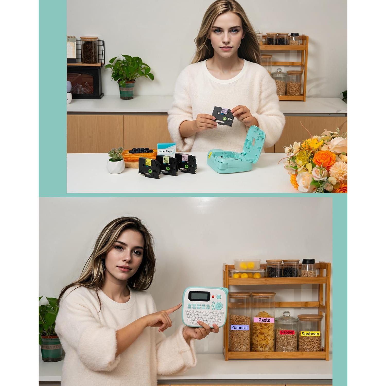 Etiquetadora Vixic D210S Verde con 4 Cintas Laminadas 12mm