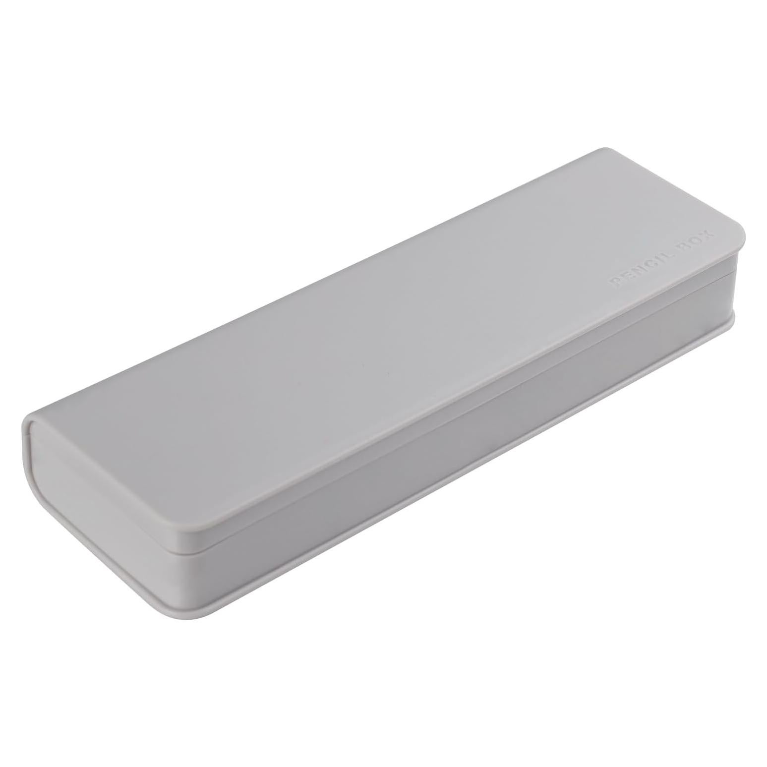 Caja de lápices HIEALO gris, estuche plástico 19.8x6.6 cm