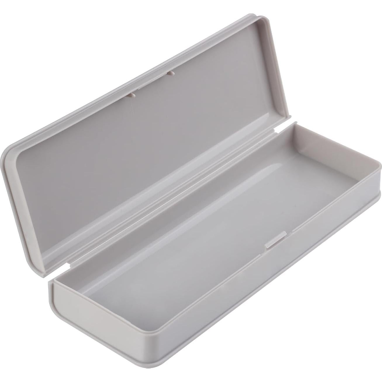 Caja de lápices HIEALO gris, estuche plástico 19.8x6.6 cm