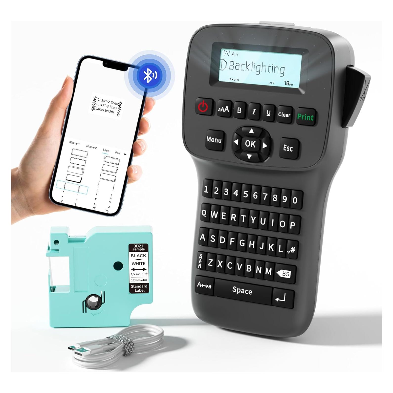 Etiquetadora Portátil Vixic LM1600 con Cinta Recargable 12mm