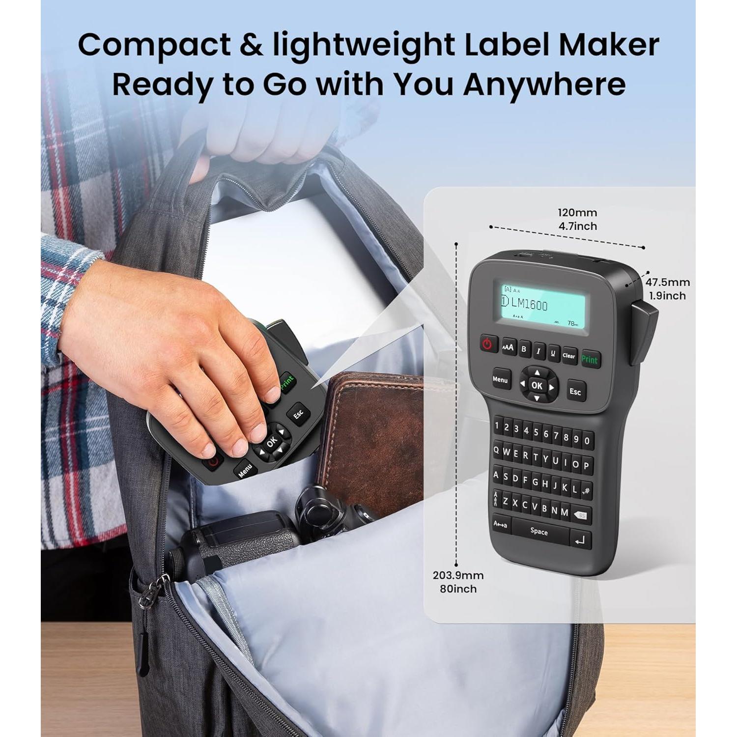 Etiquetadora Portátil Vixic LM1600 con Cinta Recargable 12mm