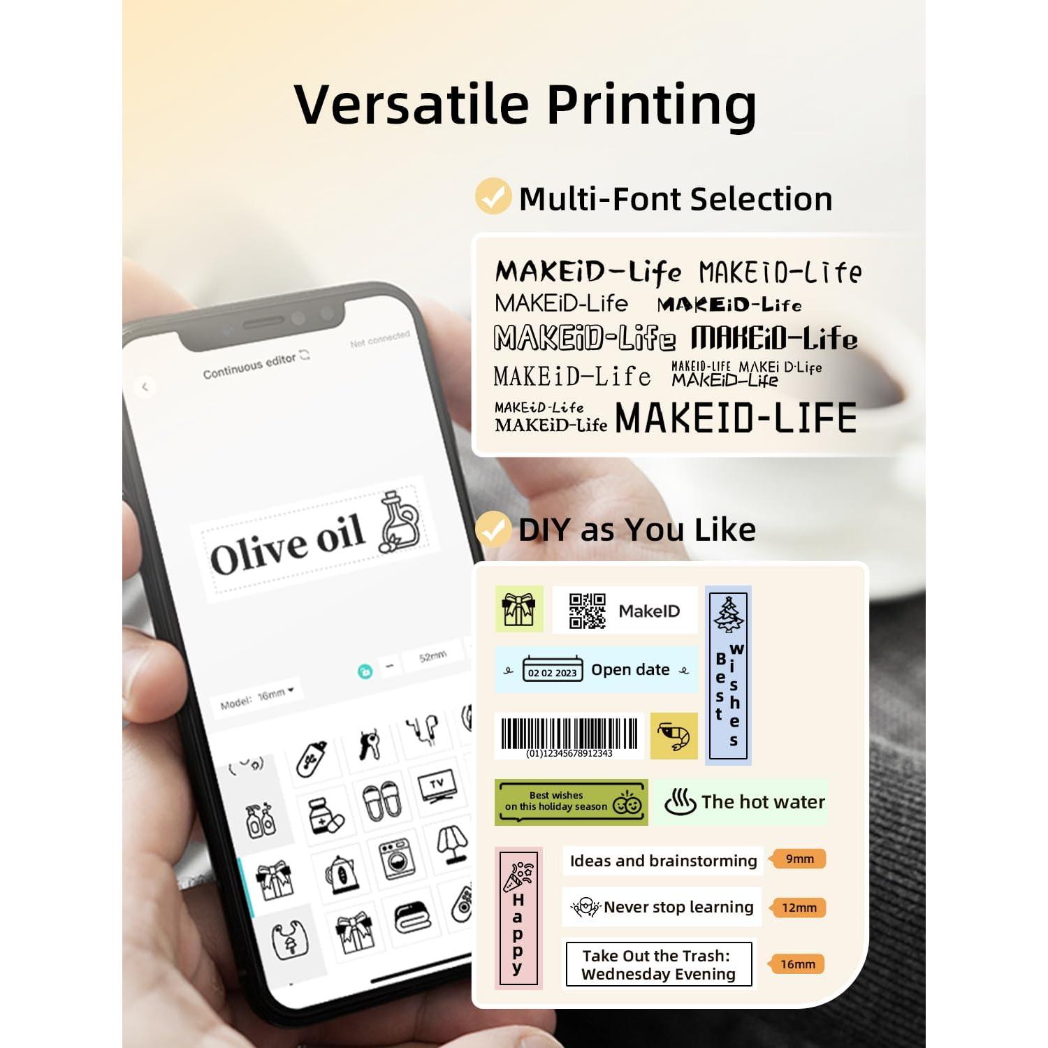 Etiquetadora Portátil MakeID L1 Bluetooth 203 DPI - Cinta 9/12/16mm