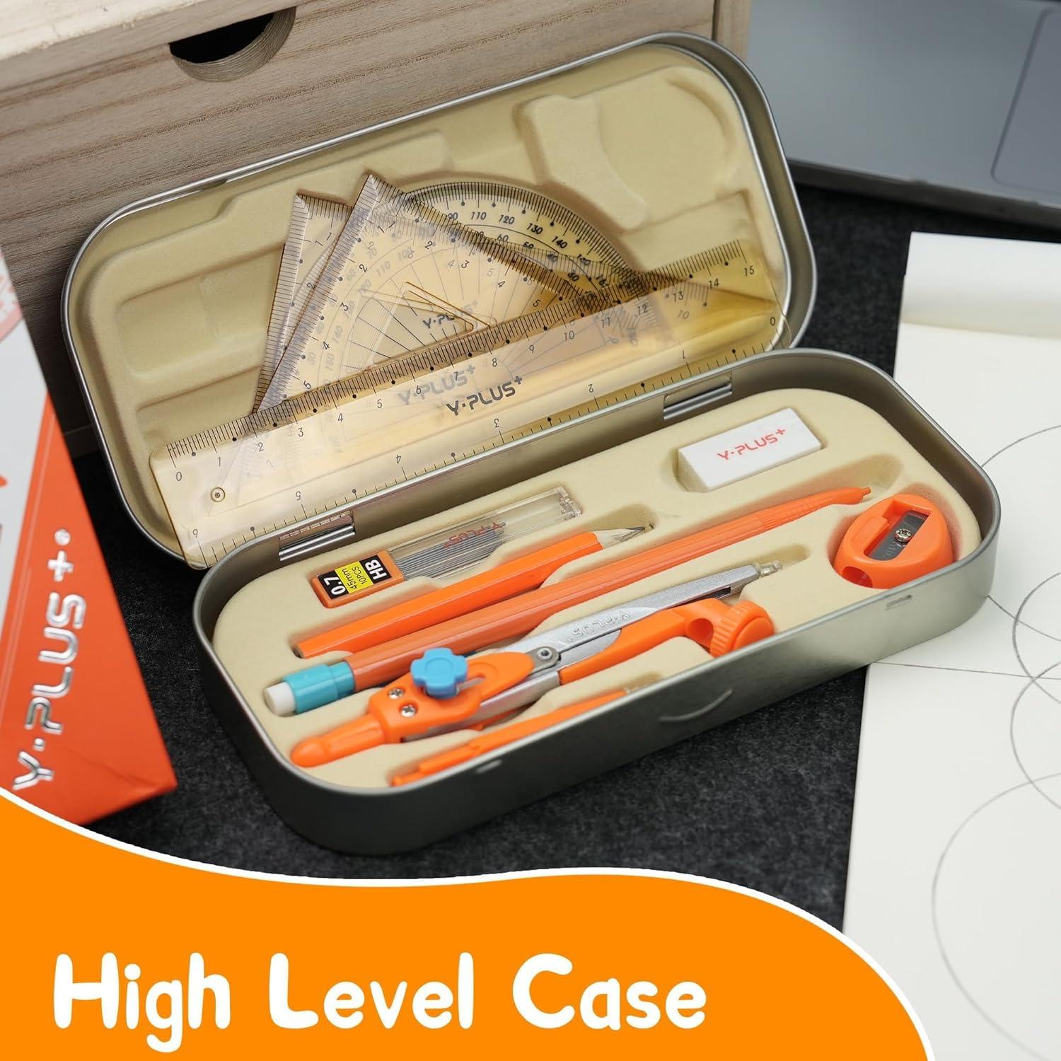 Juego de Geometría YPLUS 12 Piezas con Compás y Transportador