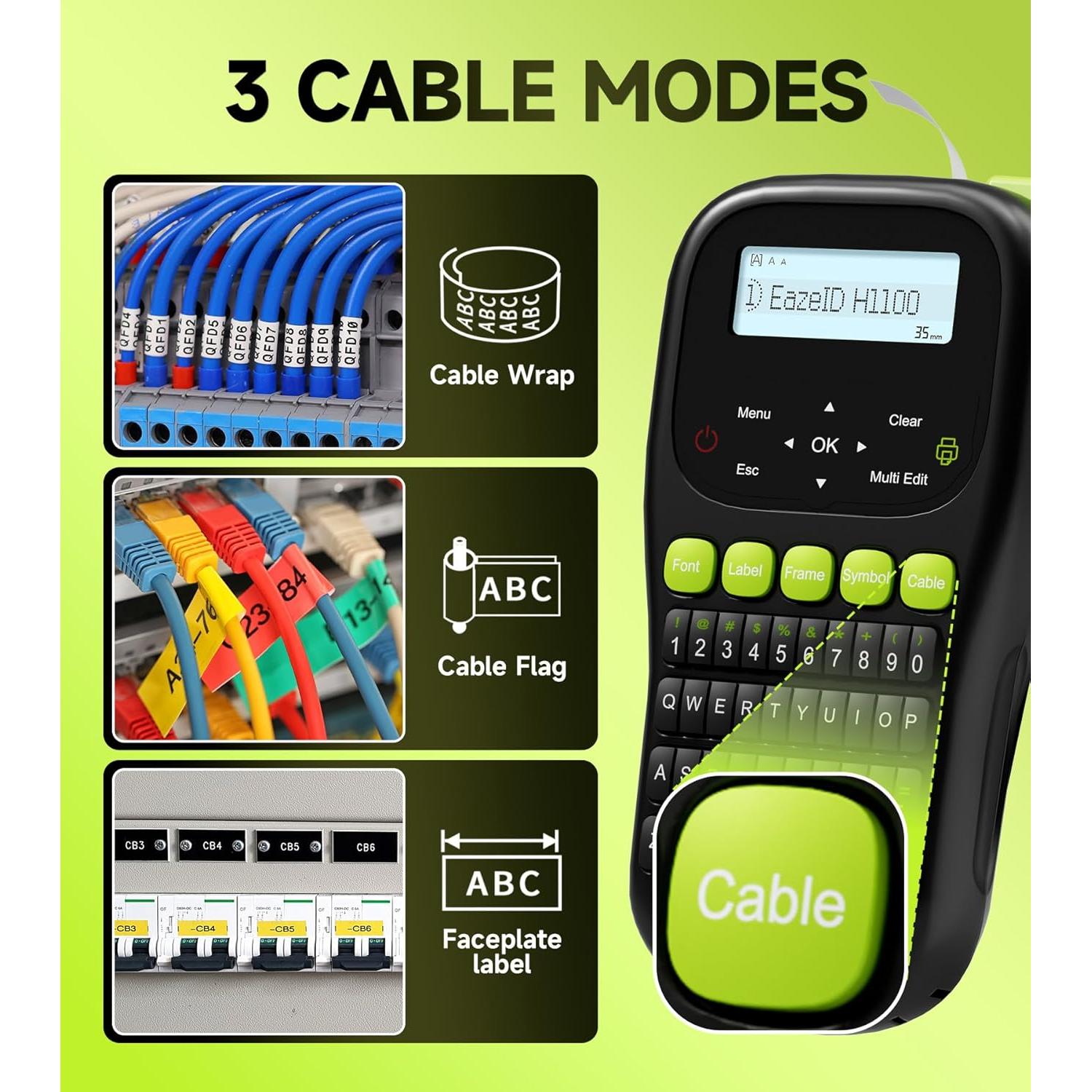 Etiquetadora Portátil EazeID H1100 Negra 12mm para Oficina y Hogar