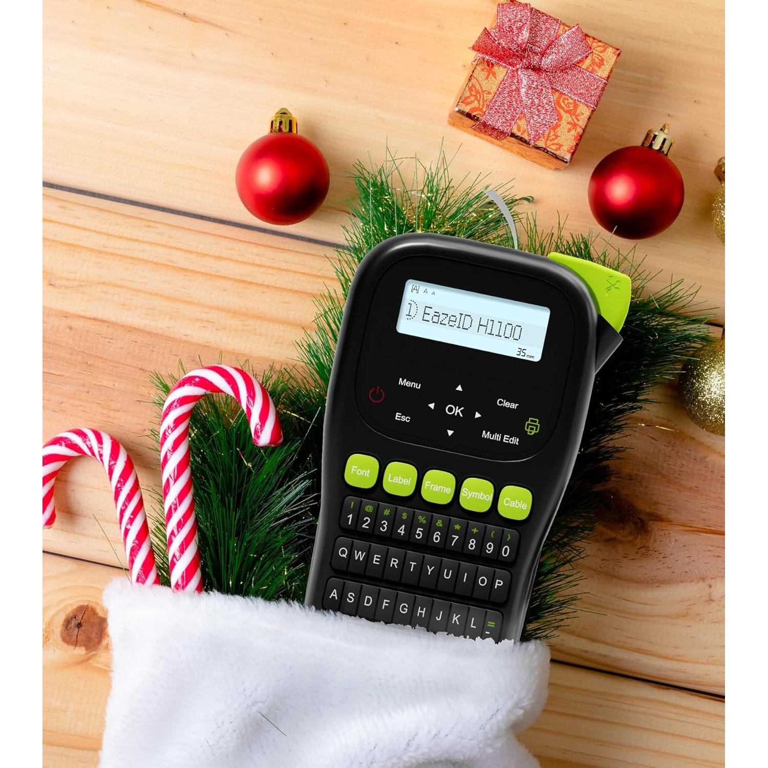 Etiquetadora Portátil EazeID H1100 Negra 12mm para Oficina y Hogar