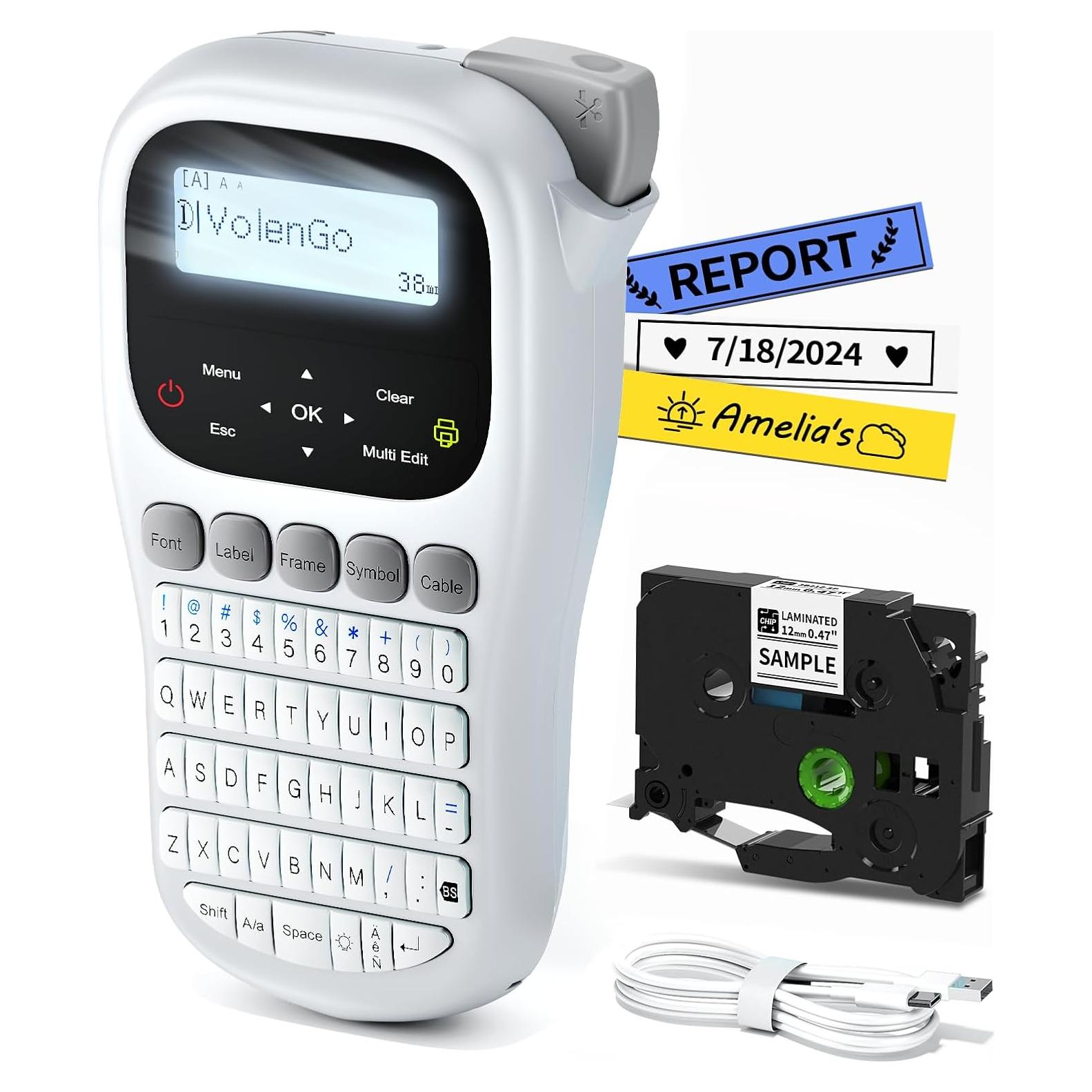 Máquina de Etiquetas VolenGo H1100 Portátil 12mm LCD Retroiluminada