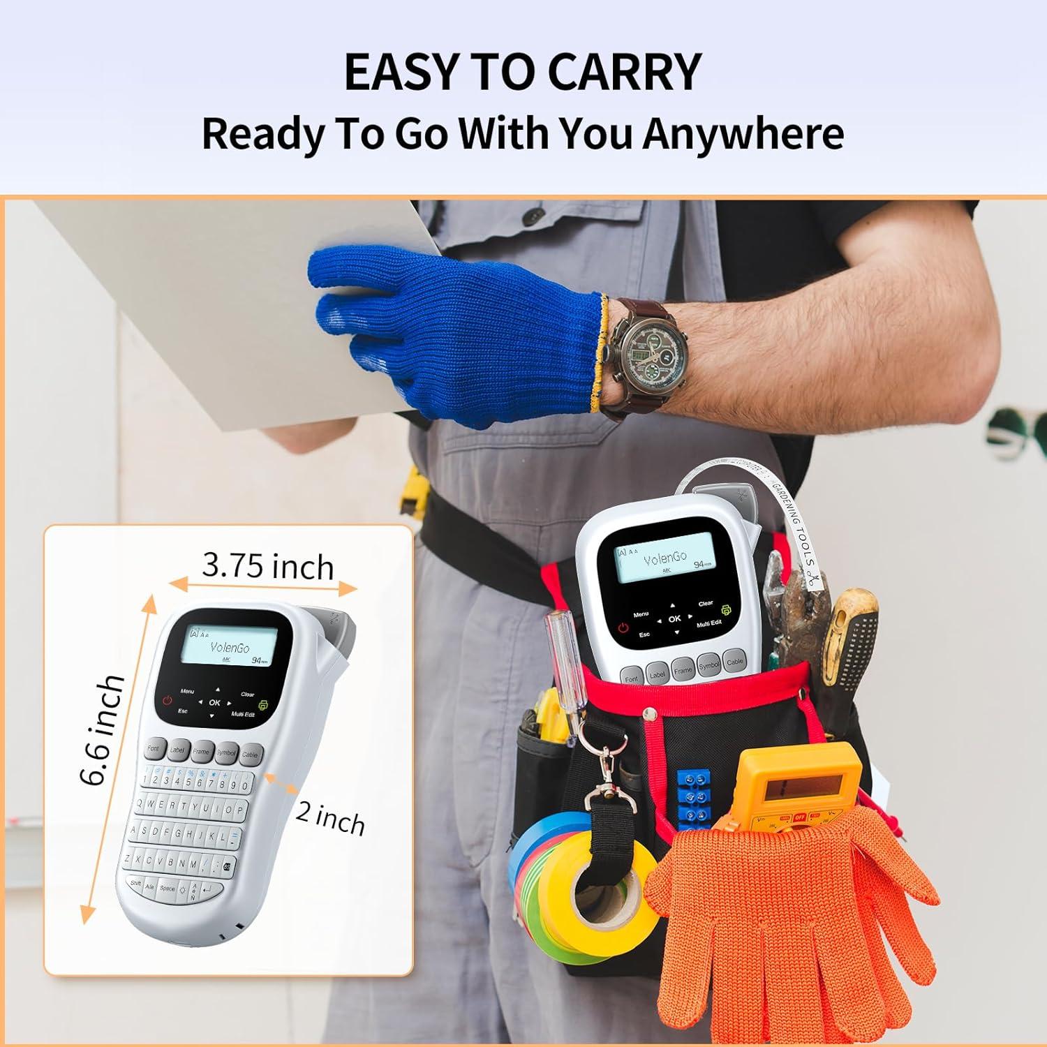 Máquina de Etiquetas VolenGo H1100 Portátil 12mm LCD Retroiluminada