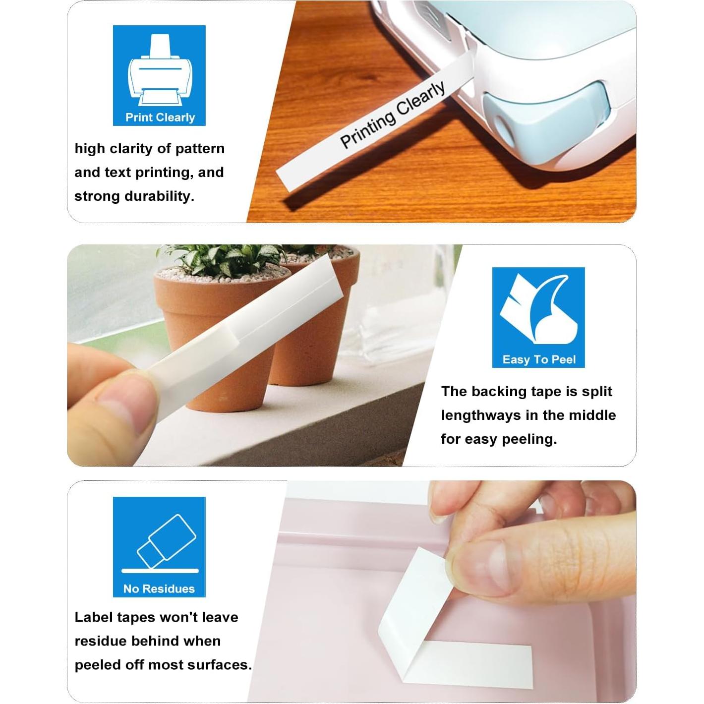 Paquete de 7 Cintas de Etiqueta Esser TZe-231 12mm Negro sobre Blanco