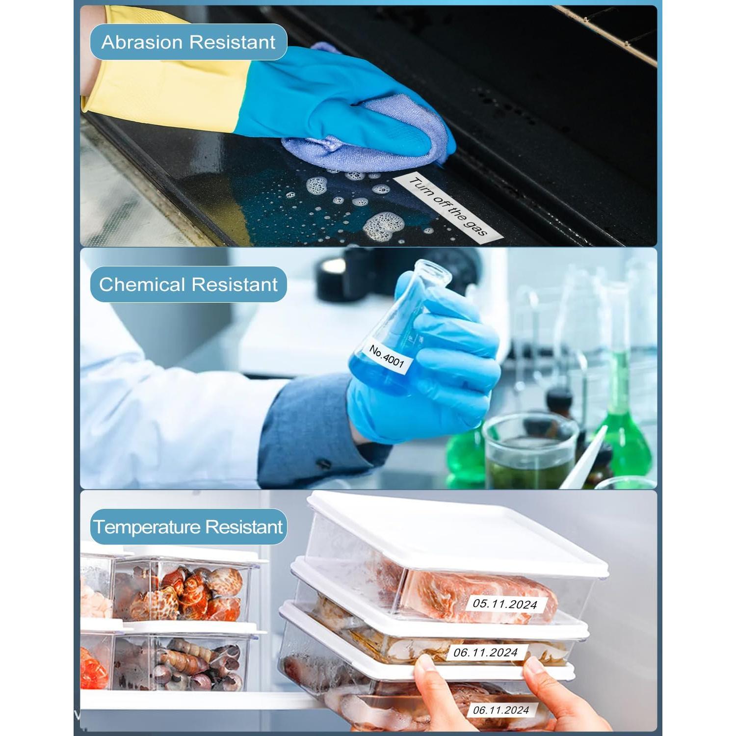 Paquete de 7 Cintas de Etiqueta Esser TZe-231 12mm Negro sobre Blanco