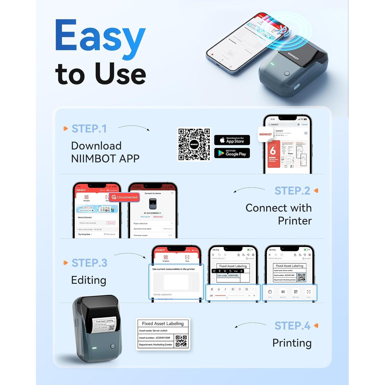 Impresora de Etiquetas NIIMBOT B1 Térmica Bluetooth 2"