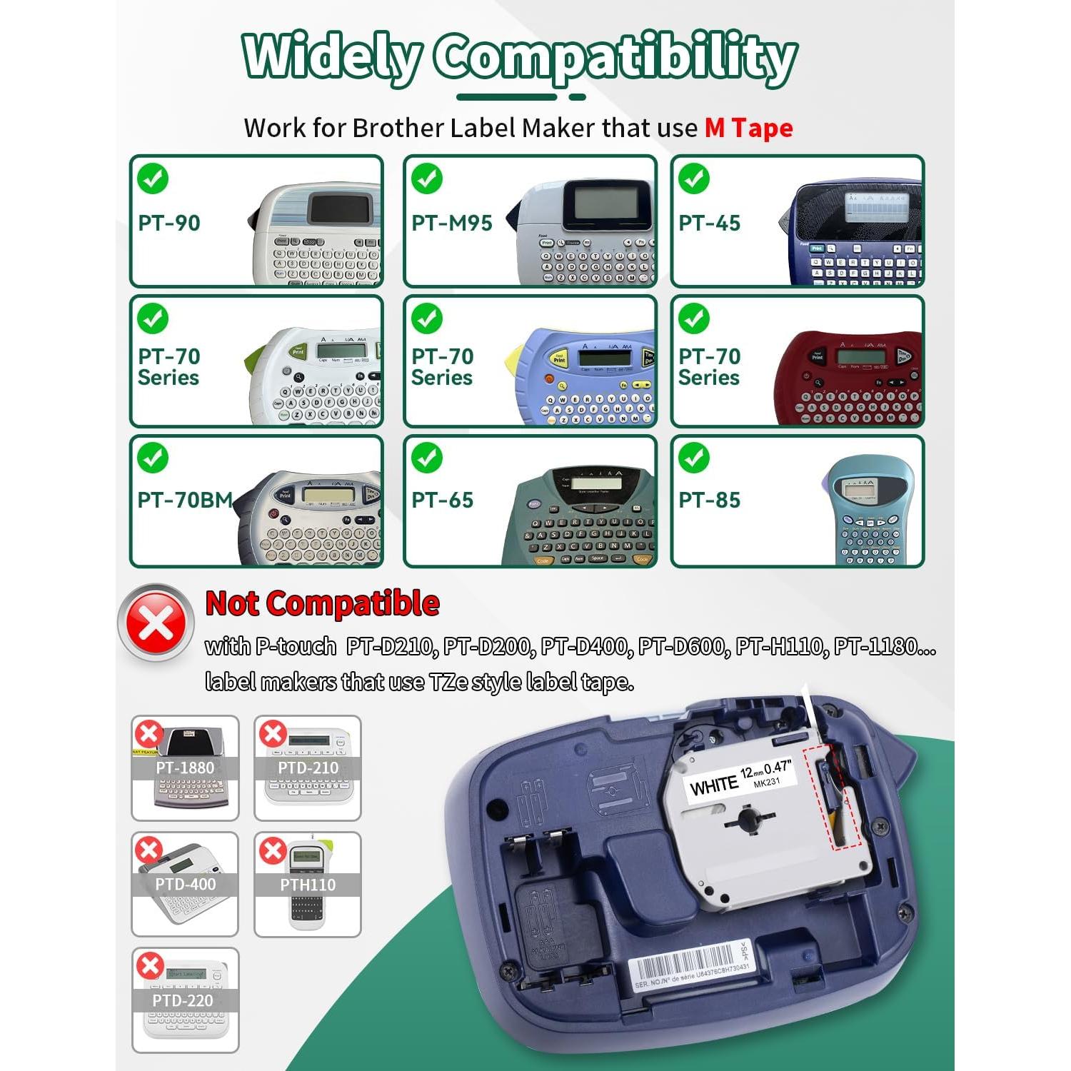 Cinta de Etiqueta Anycolor M-K231 12mm Blanca Paquete de 4