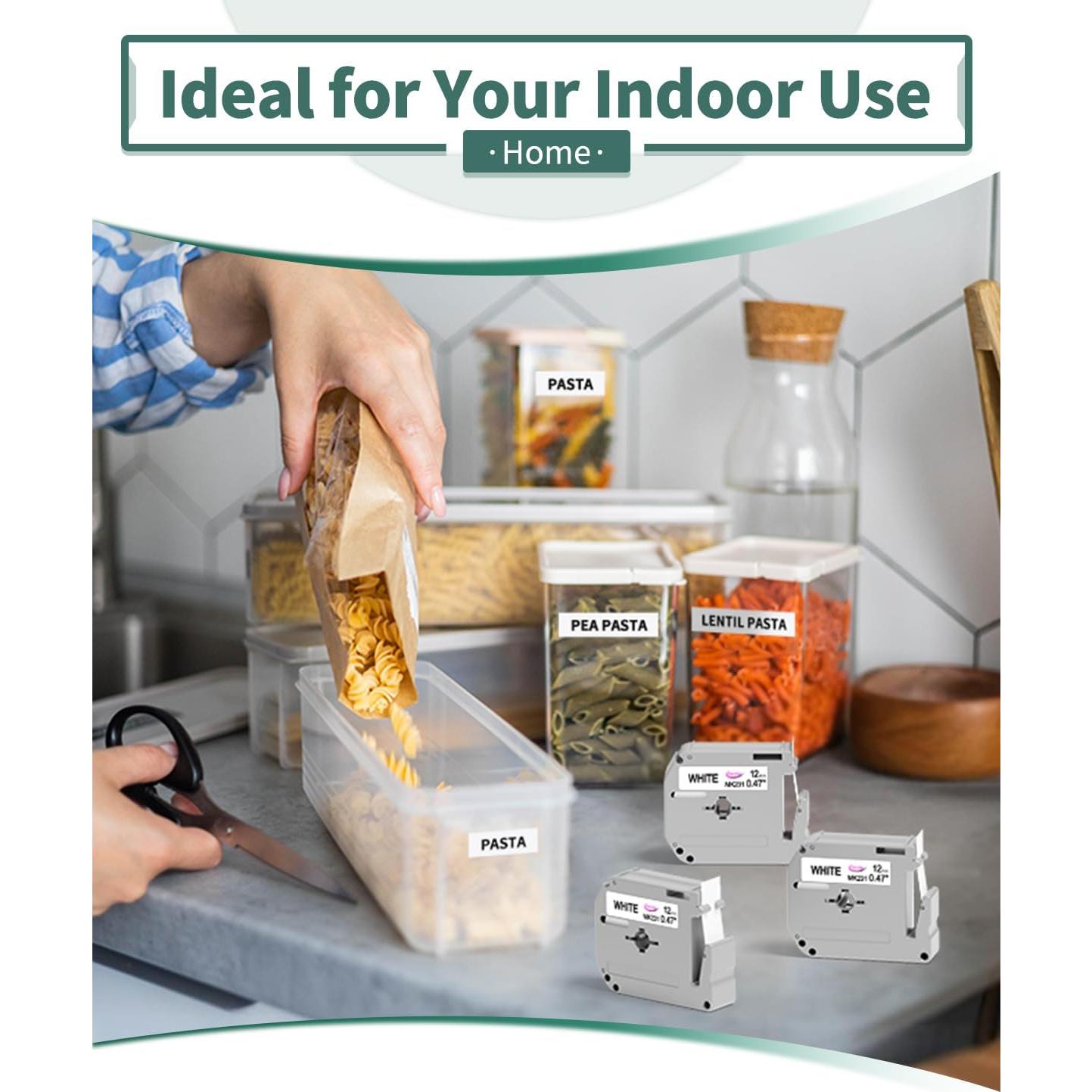 Cinta de Etiqueta Anycolor M-K231 12mm Blanca Paquete de 4