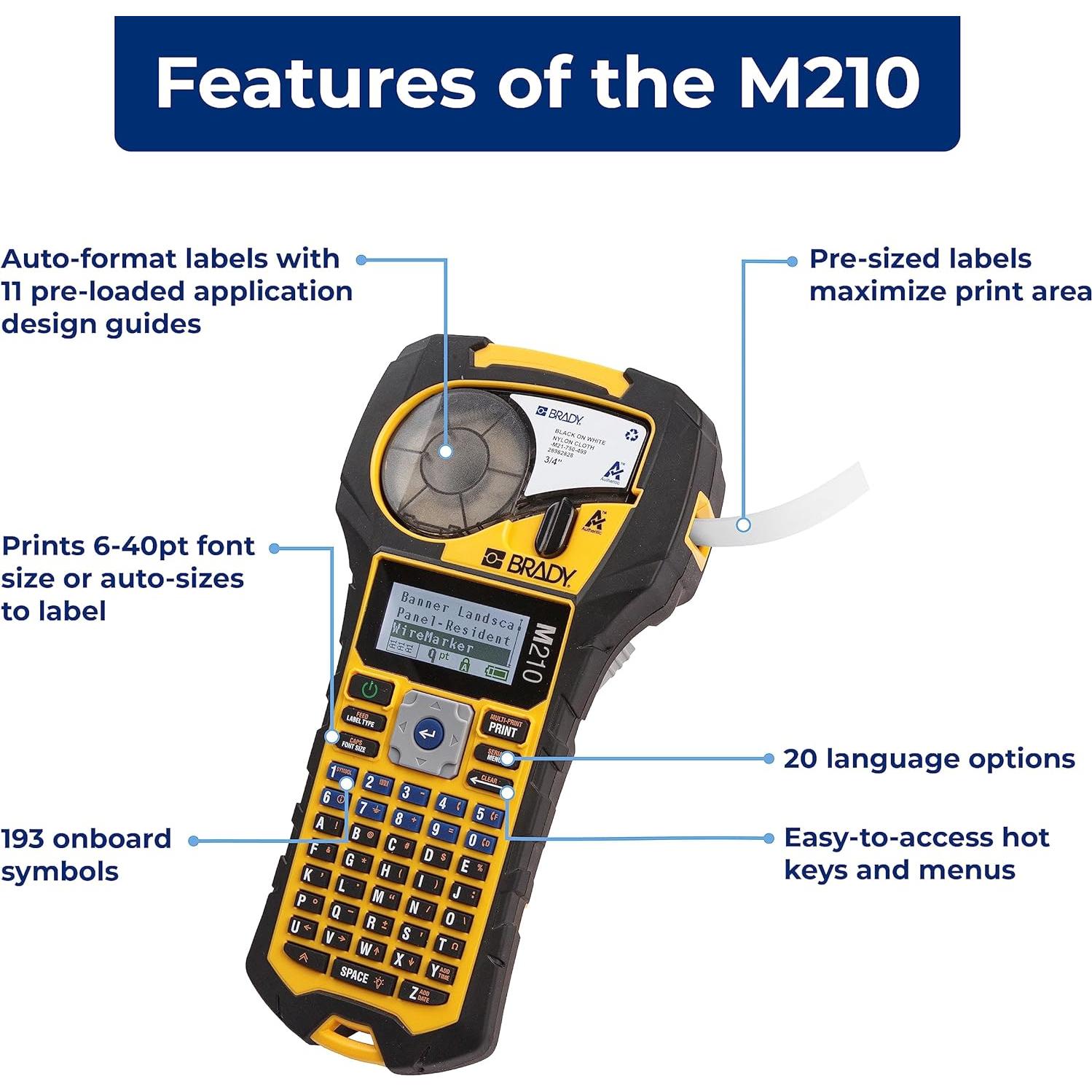 Kit de Impresora de Etiquetas Portátil Brady M210 - Amarillo/Negro