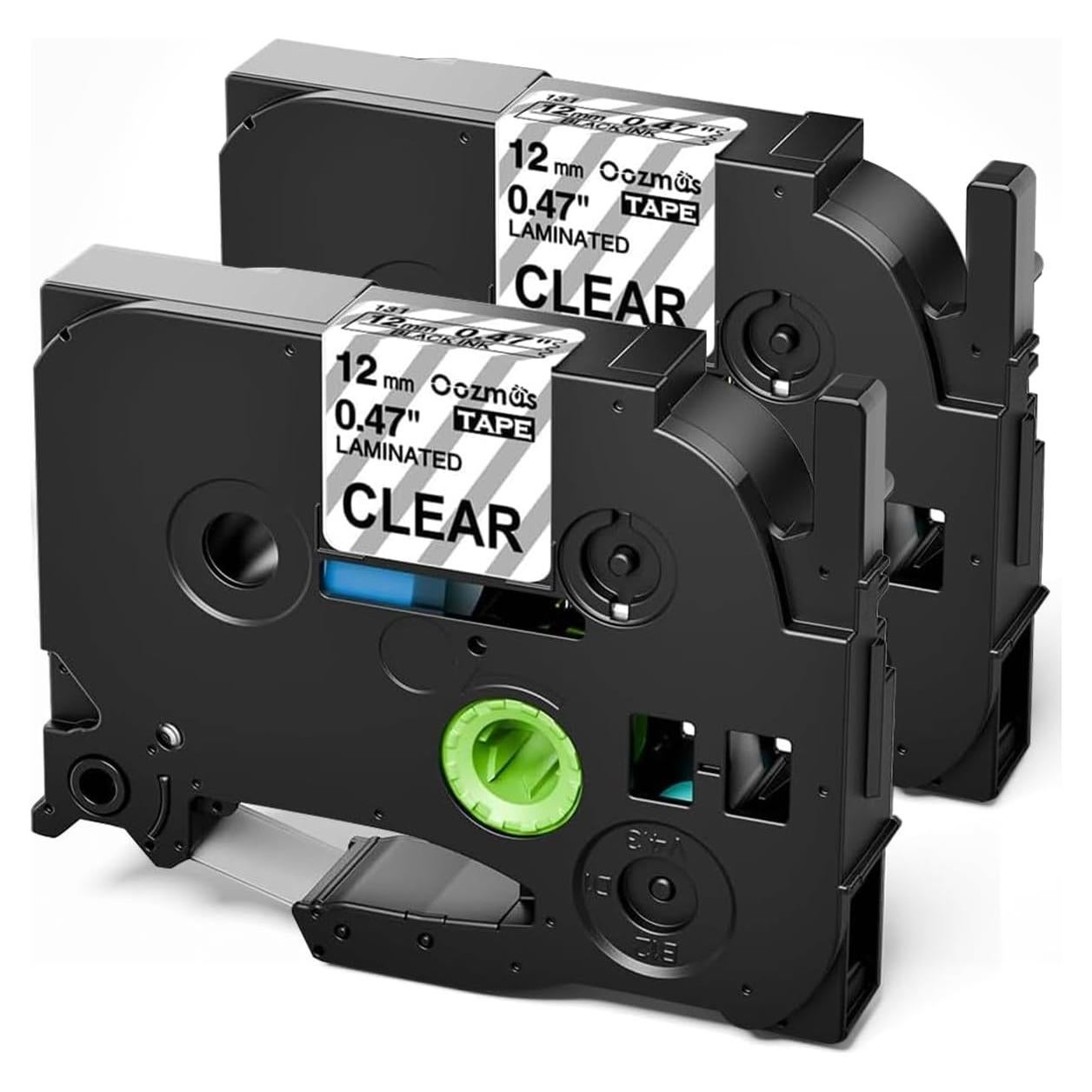 Cinta de Etiquetadora Oozmas 12mm Negra sobre Transparente TZe-131