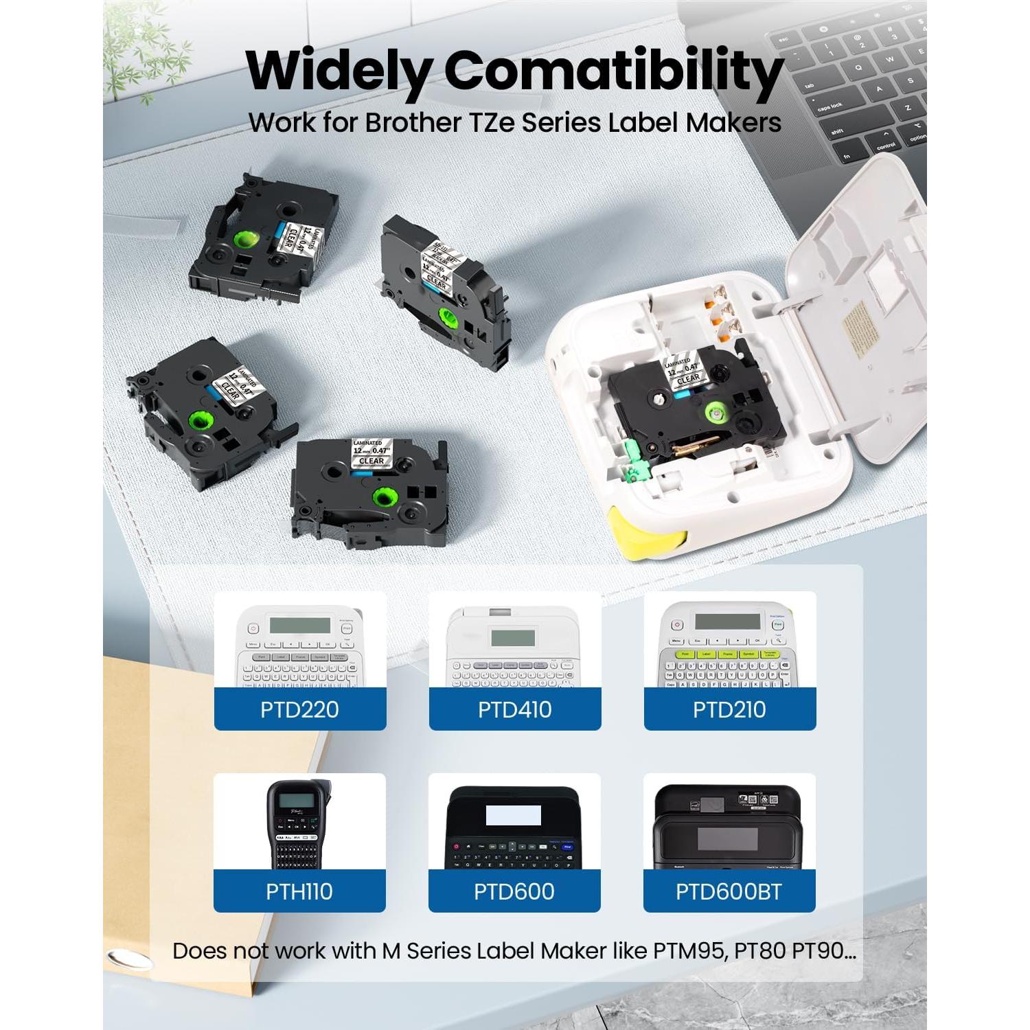 Cinta de Etiquetadora Oozmas 12mm Negra sobre Transparente TZe-131