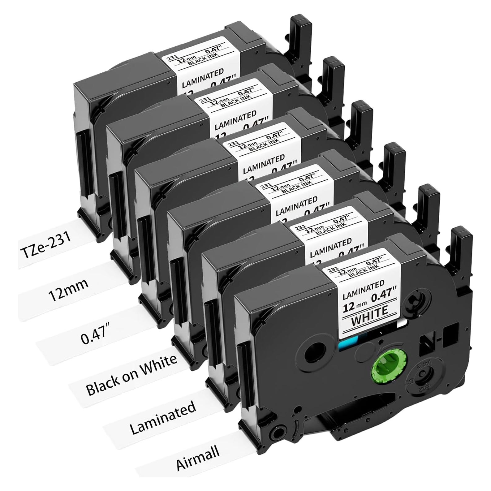 Cinta de Etiquetadora Airmall 12mm Blanca TZE231 6-Pack