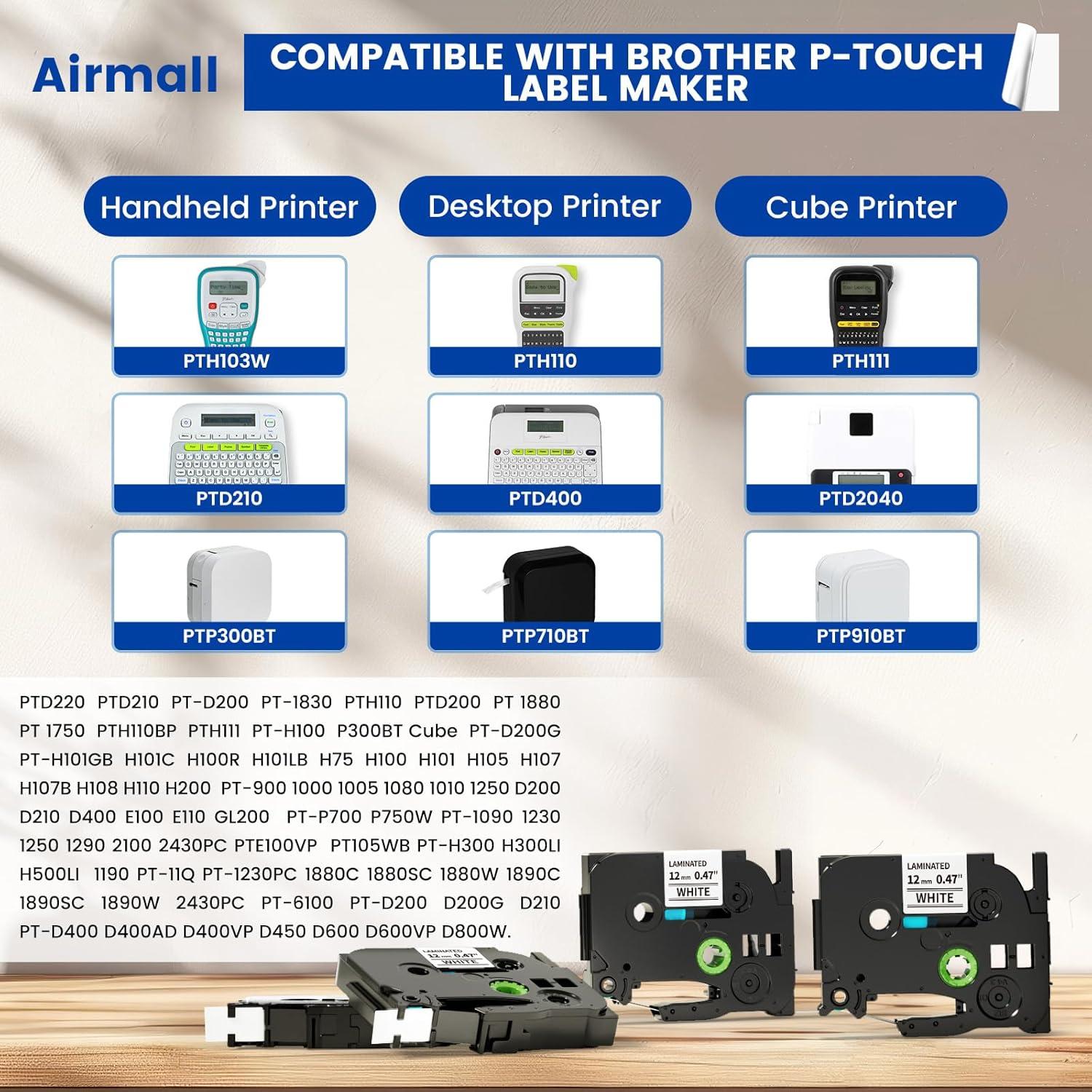 Cinta de Etiquetadora Airmall 12mm Blanca TZE231 6-Pack