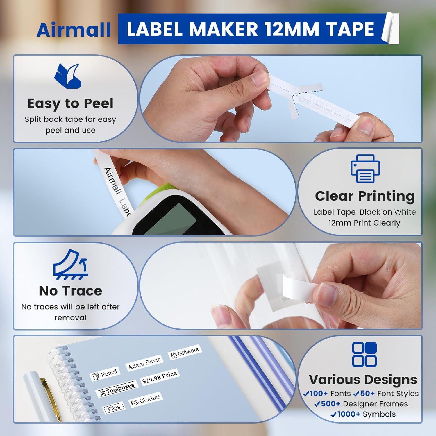Cinta de Etiquetadora Airmall 12mm Blanca TZE231 6-Pack