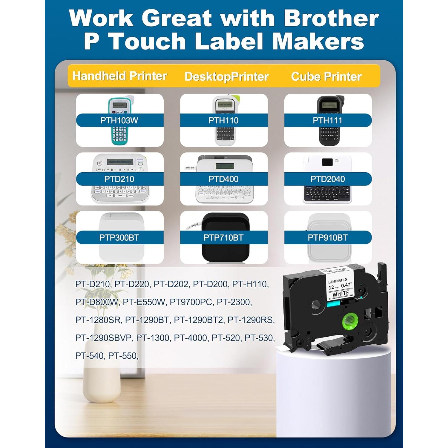 Cintas de Etiquetadora Brother P-Touch 12mm Pillex AZE-231