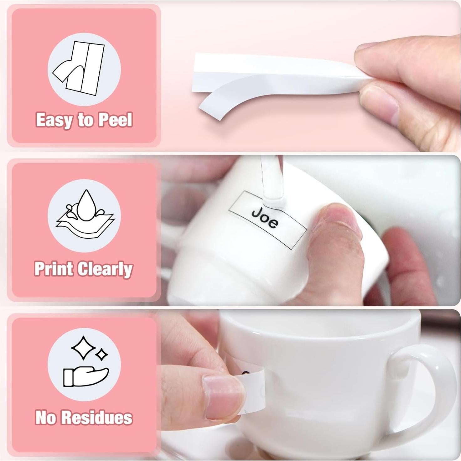 5 Cintas de Etiqueta RASSURT M-K231 12mm Negro sobre Blanco