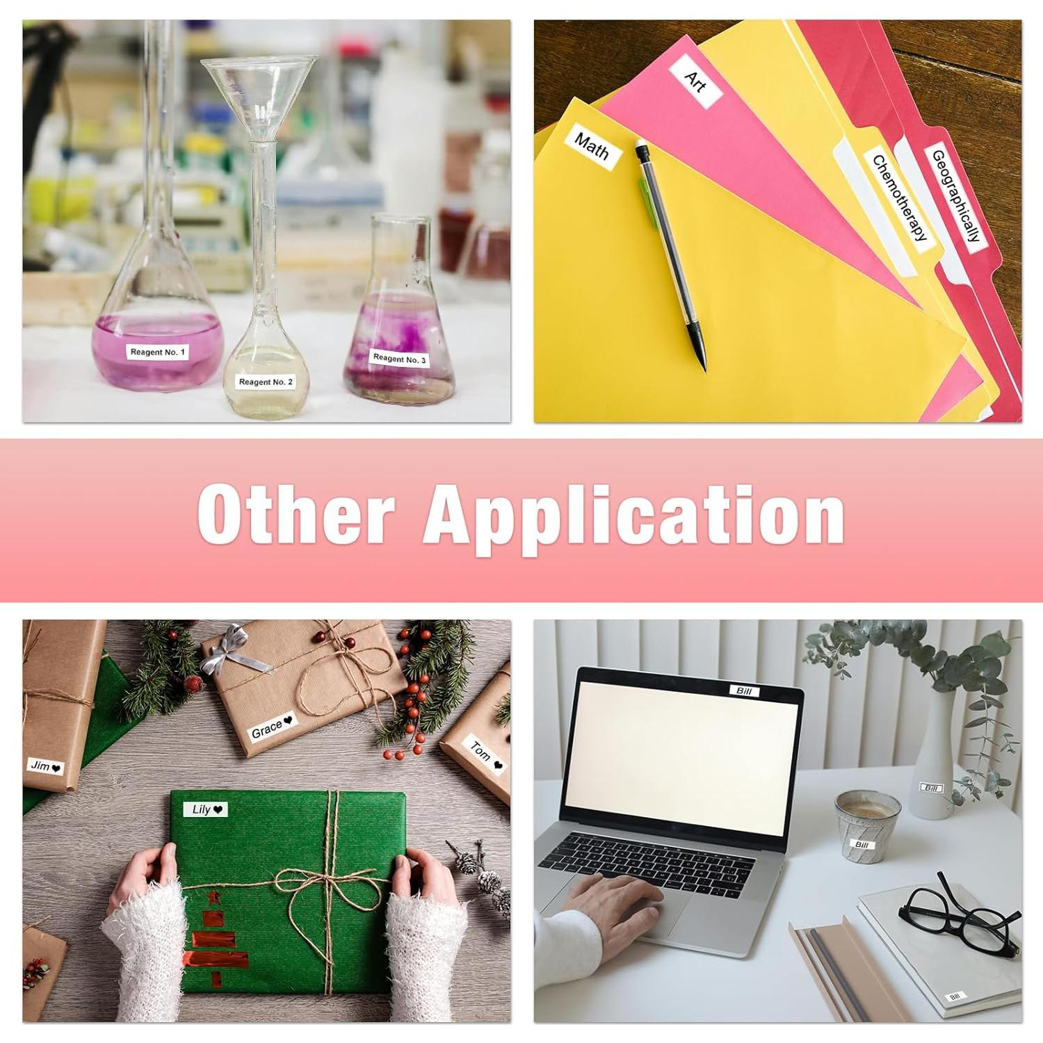 5 Cintas de Etiqueta RASSURT M-K231 12mm Negro sobre Blanco