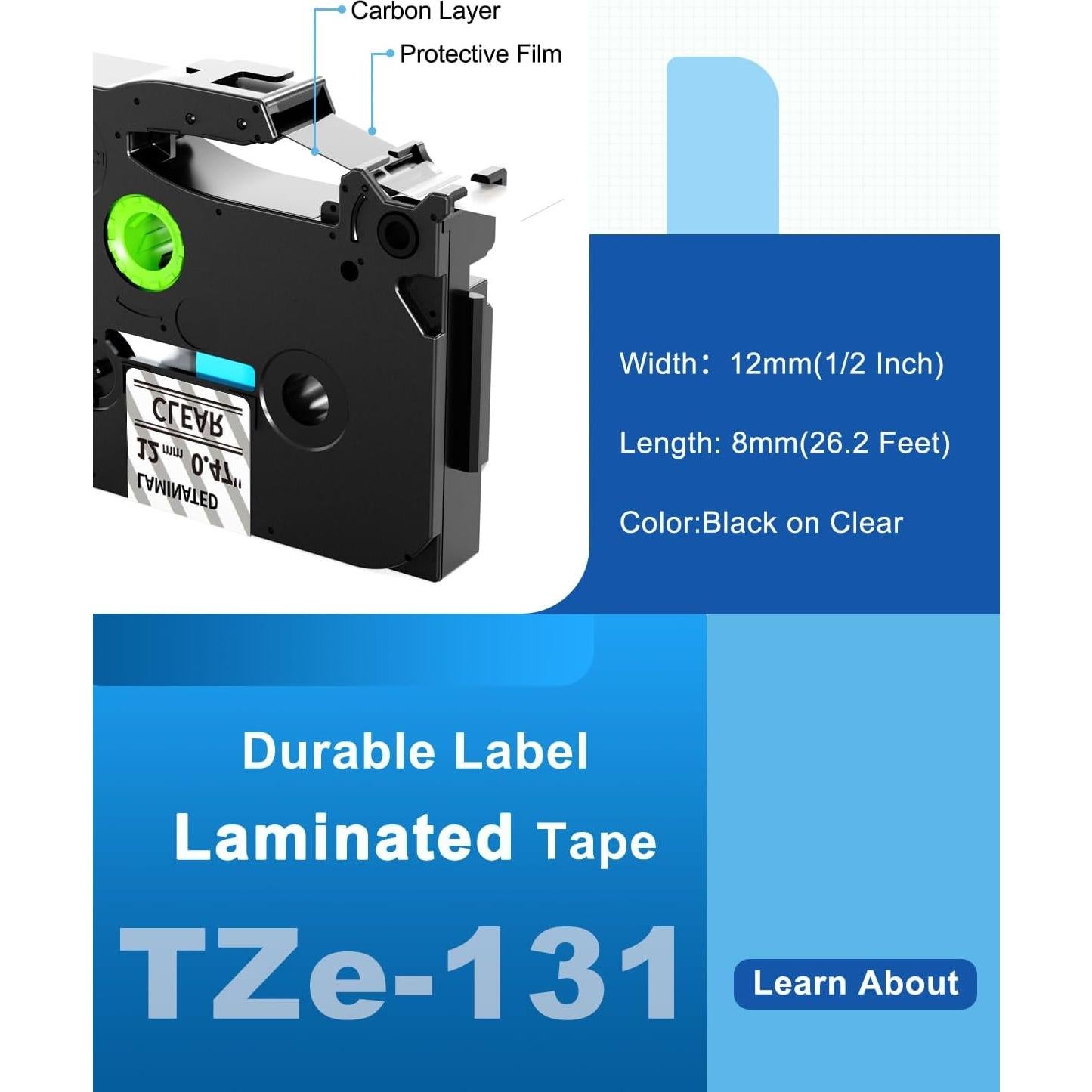 Cinta de Etiquetadora MarkDomain TZe-131 12mm Transparente 4-Pack