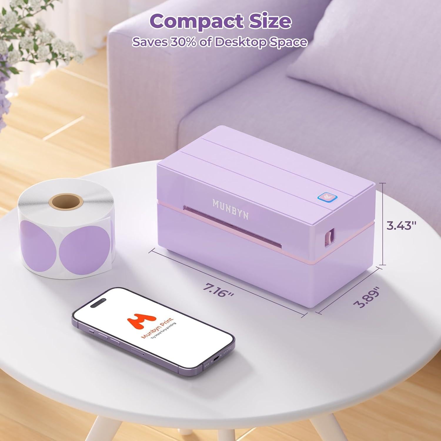 Impresora Térmica de Etiquetas MUNBYN 130B Bluetooth 4x6