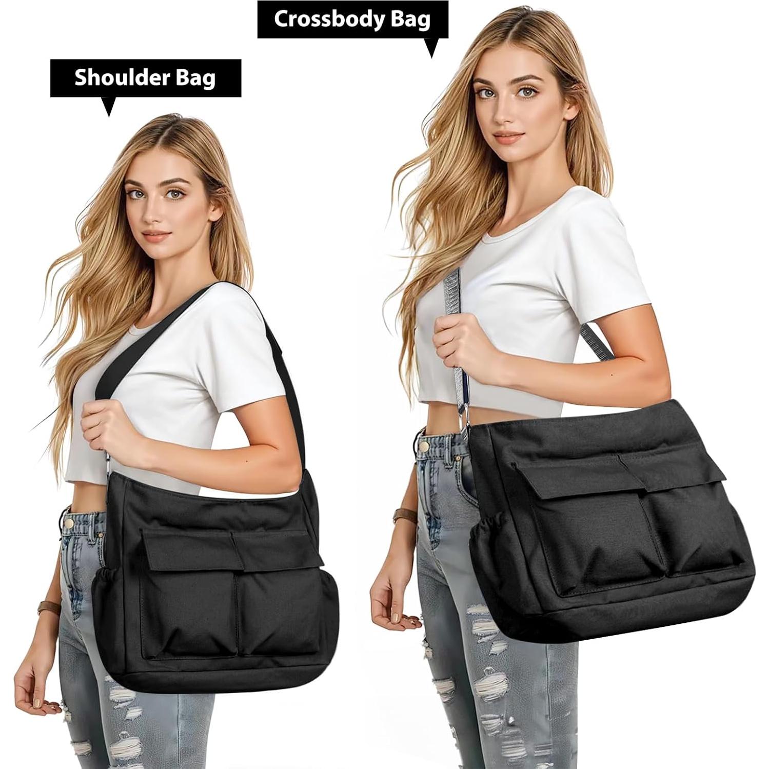 Bolsa Mensajera Phynier Lona Unisex Grande con Bolsillos