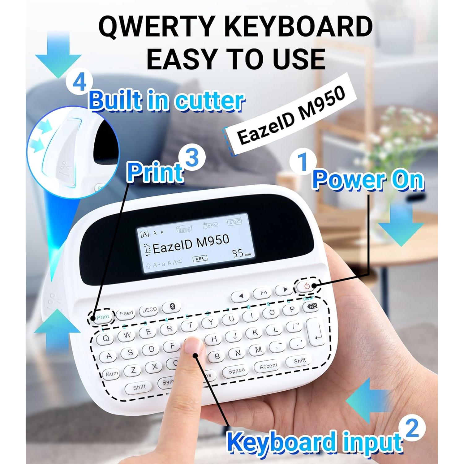 Etiquetadora Portátil EazeID M950 Recargable con Pantalla LCD