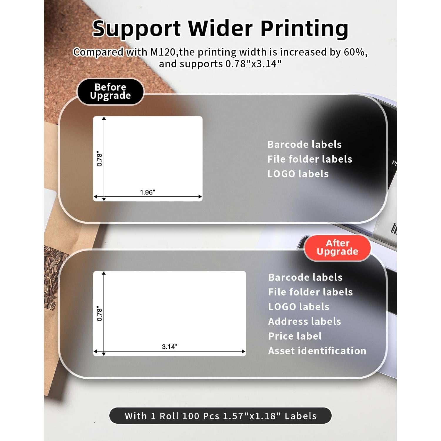 Impresora de Etiquetas Phomemo M220 Inalámbrica Bluetooth 203DPI