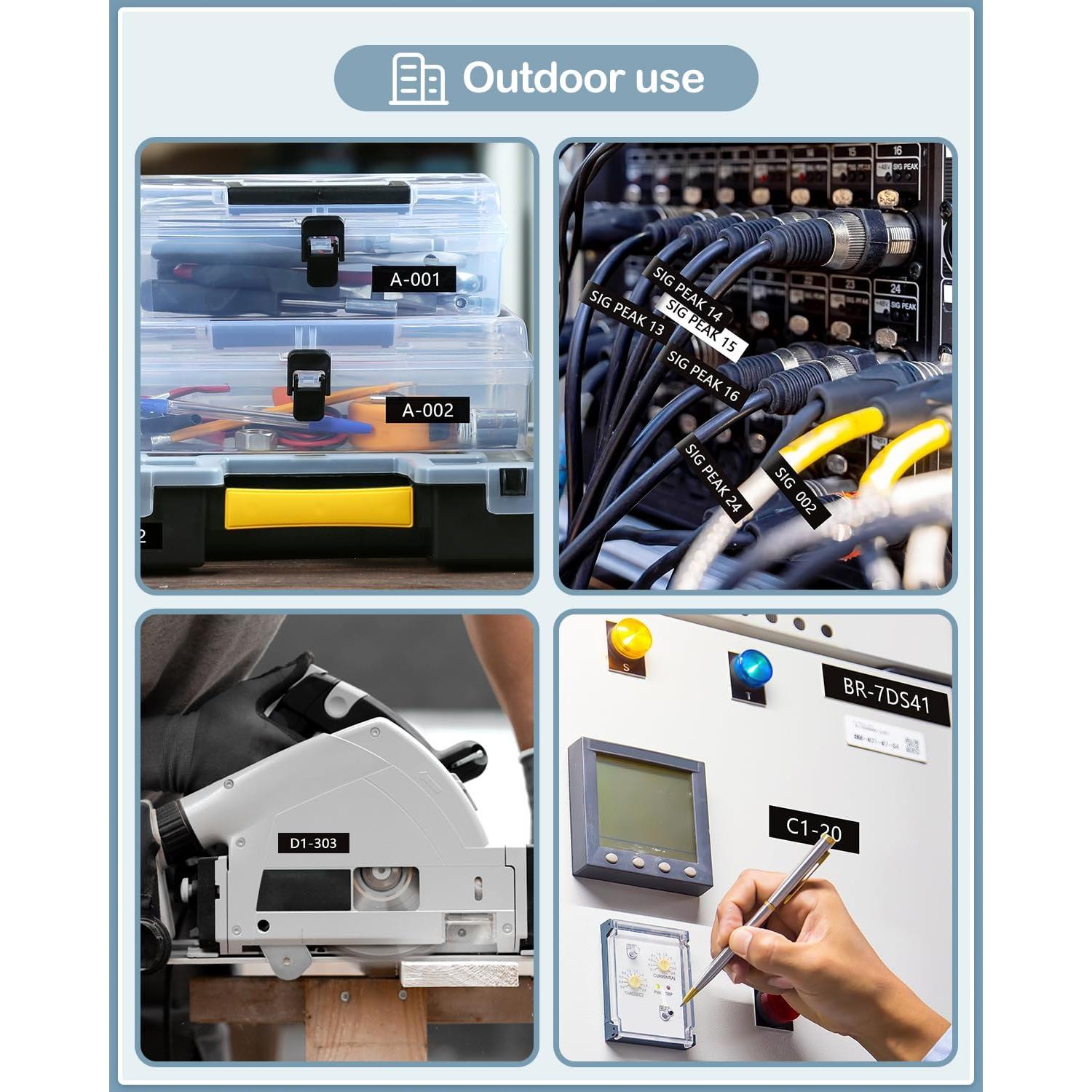 Cinta de Etiquetas MarkDomain TZe-335 12mm Blanca sobre Negra - Paquete de 5