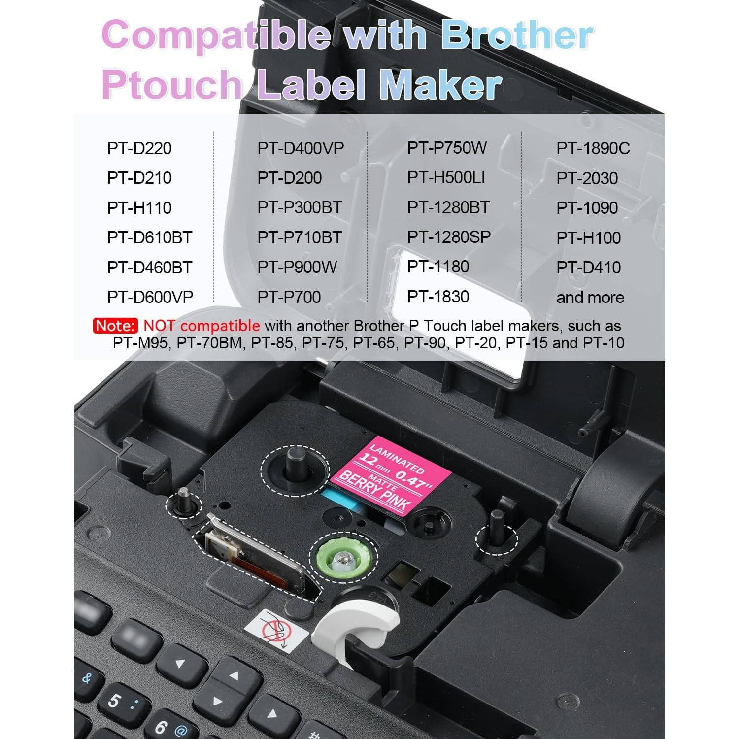 Cintas de Etiqueta Labelife 6-Pack 12mm para Brother P Touch