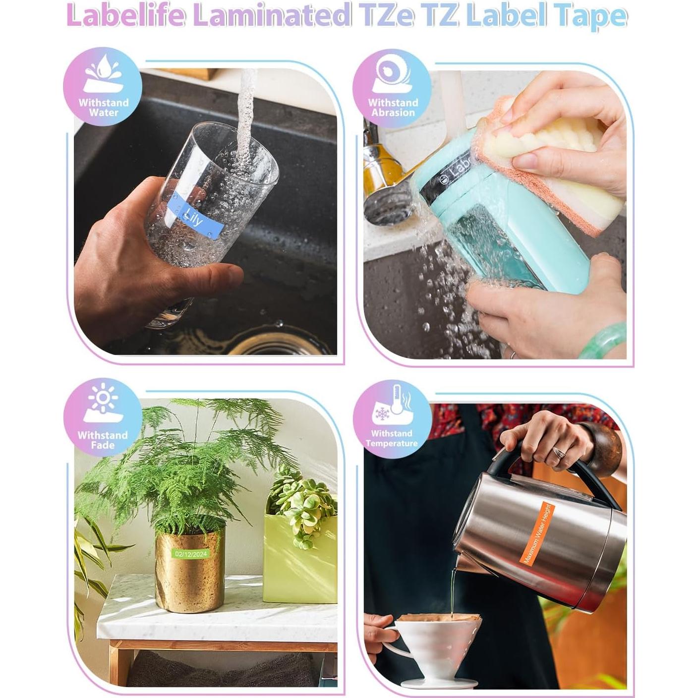 Cintas de Etiqueta Labelife 6-Pack 12mm para Brother P Touch