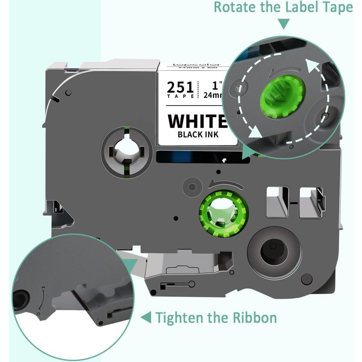 Paquete de 6 cintas de etiquetadora Topcolor 24mm laminadas