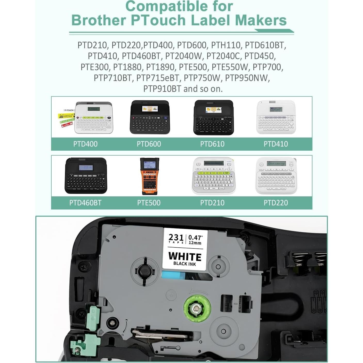 Paquete de 6 cintas de etiquetadora Topcolor 24mm laminadas