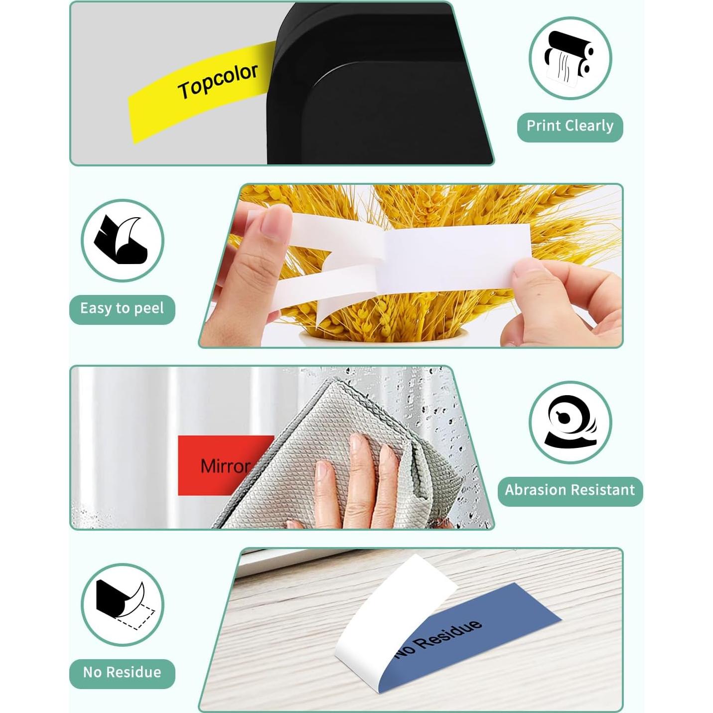 Paquete de 6 cintas de etiquetadora Topcolor 24mm laminadas